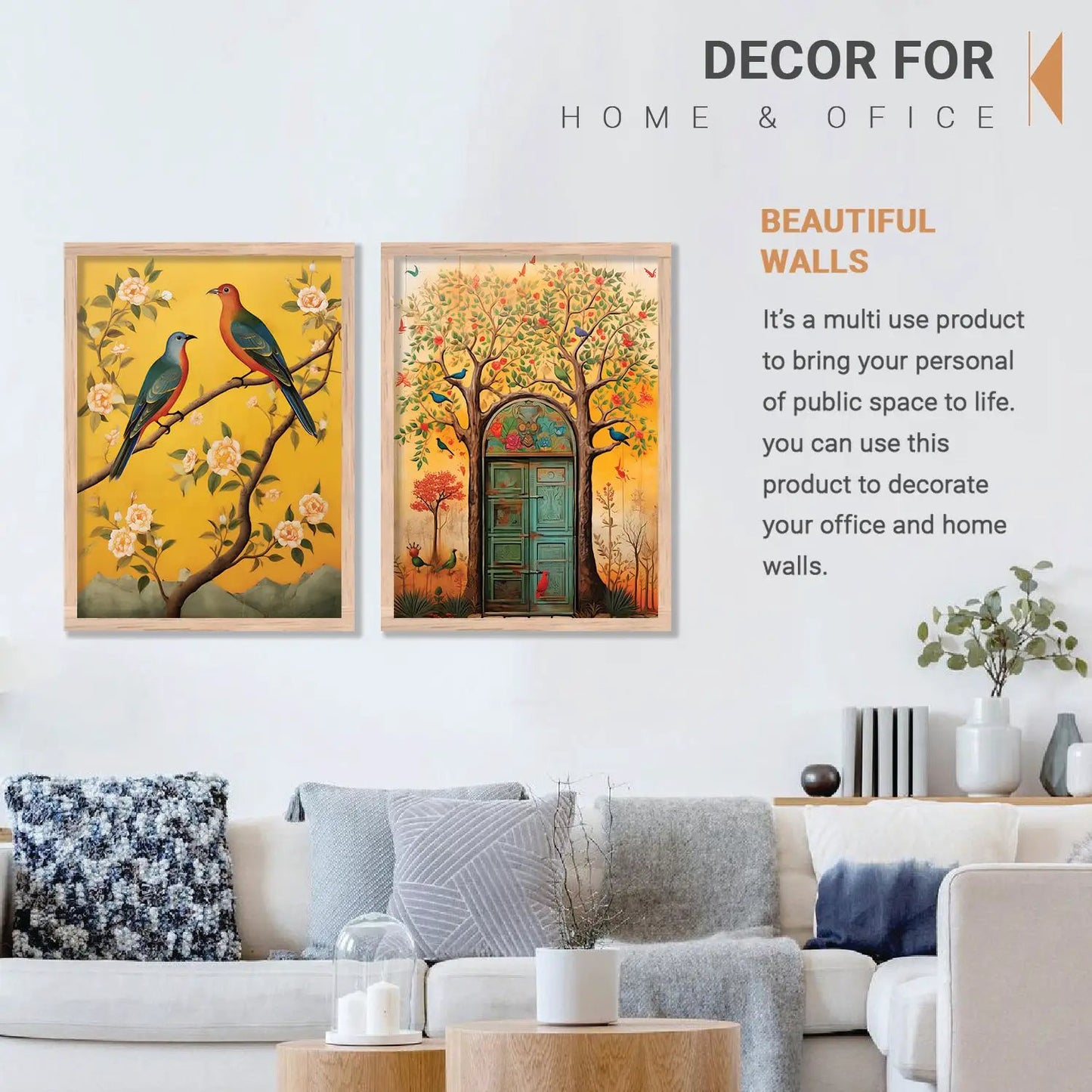 Birds on Blossom Branch Art for Wall Decor