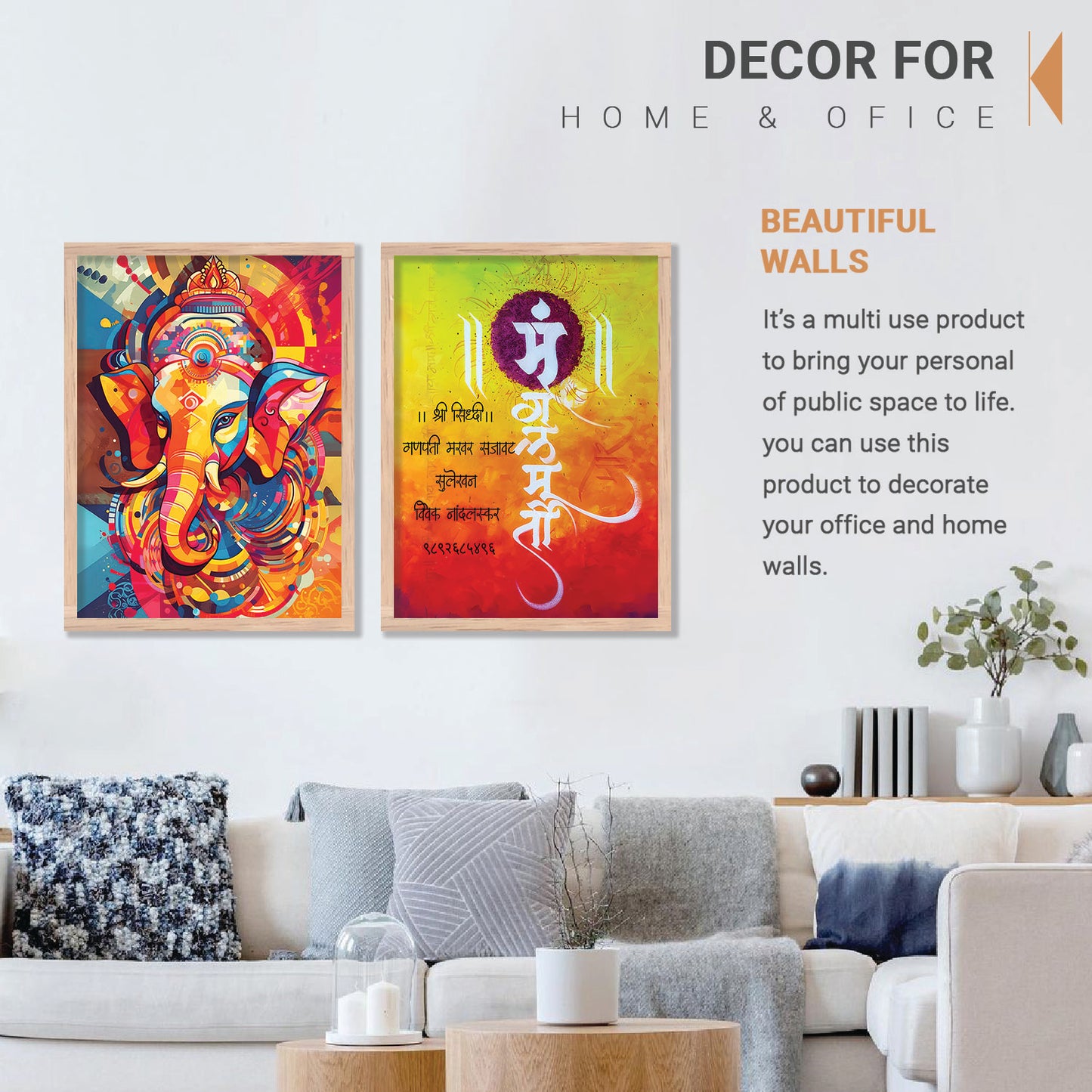 Vibrant Lord Ganesha & Om Mantra Art : Spiritual Hindu Artwork for Home Decor and Meditation Spaces