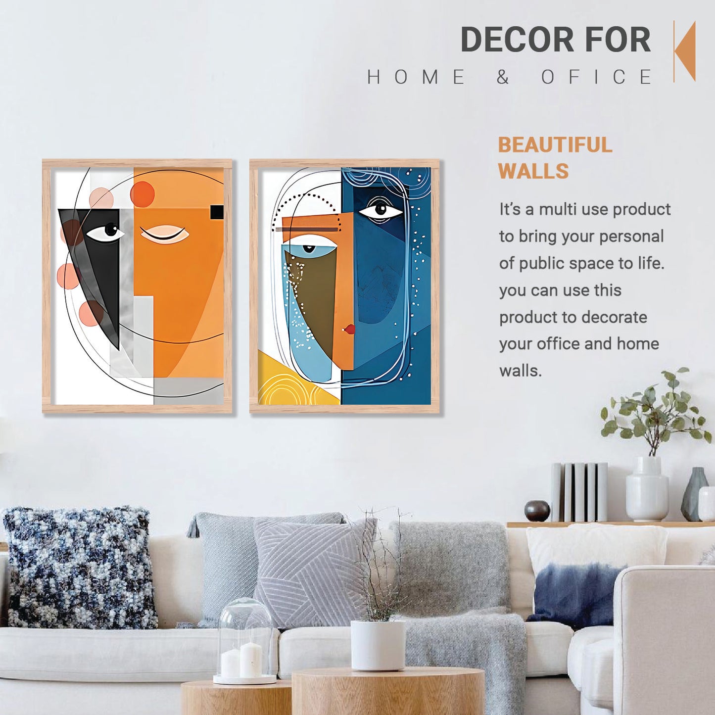 Abstract Faces Artwork: Vibrant Contemporary Portraits for Modern Interior Design