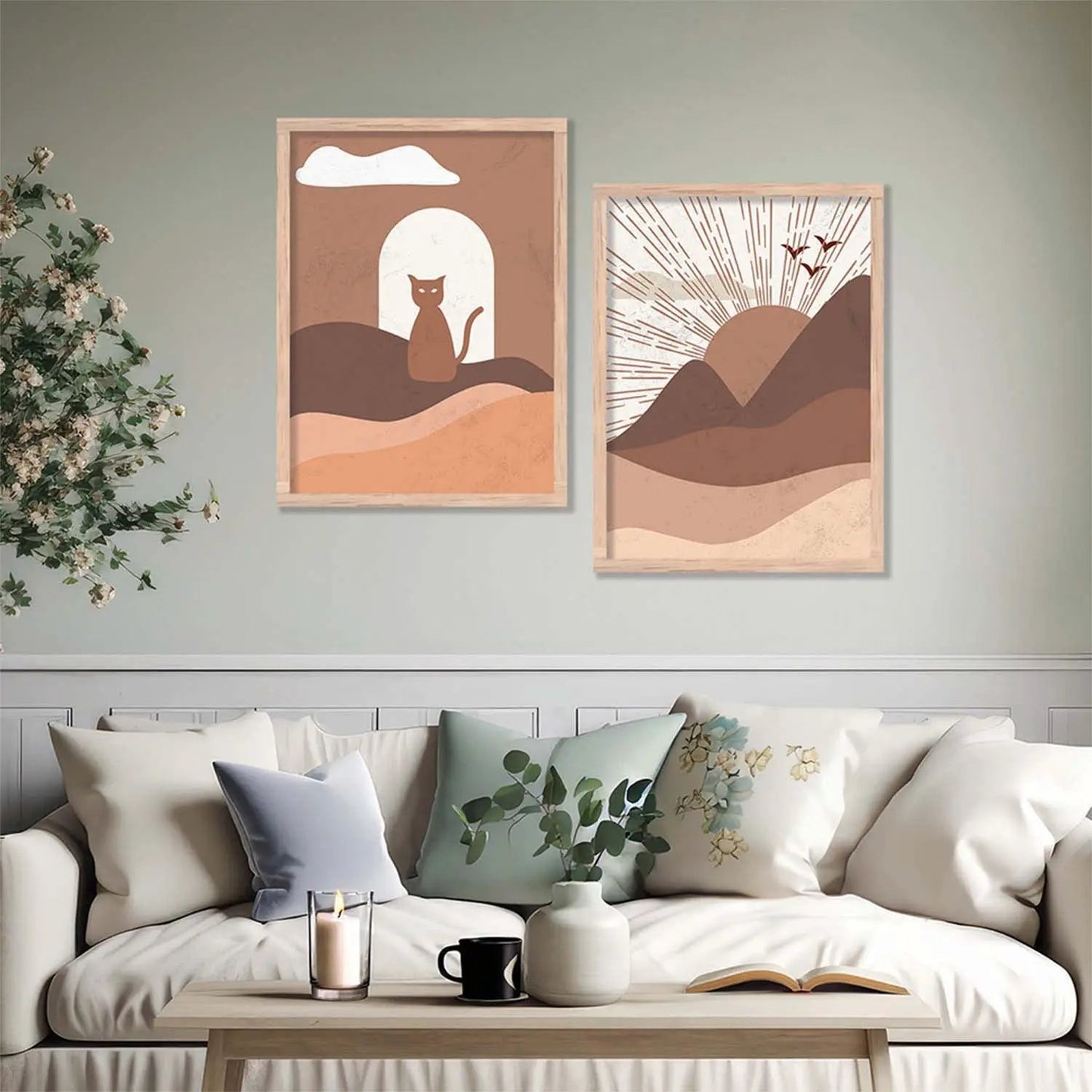Boho Framed Wall Art Prints | Set of 2 | Home Decor