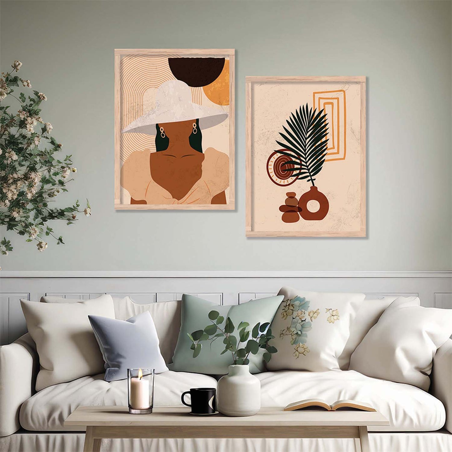 Boho Wall Art Home Decor, Poster With Frames