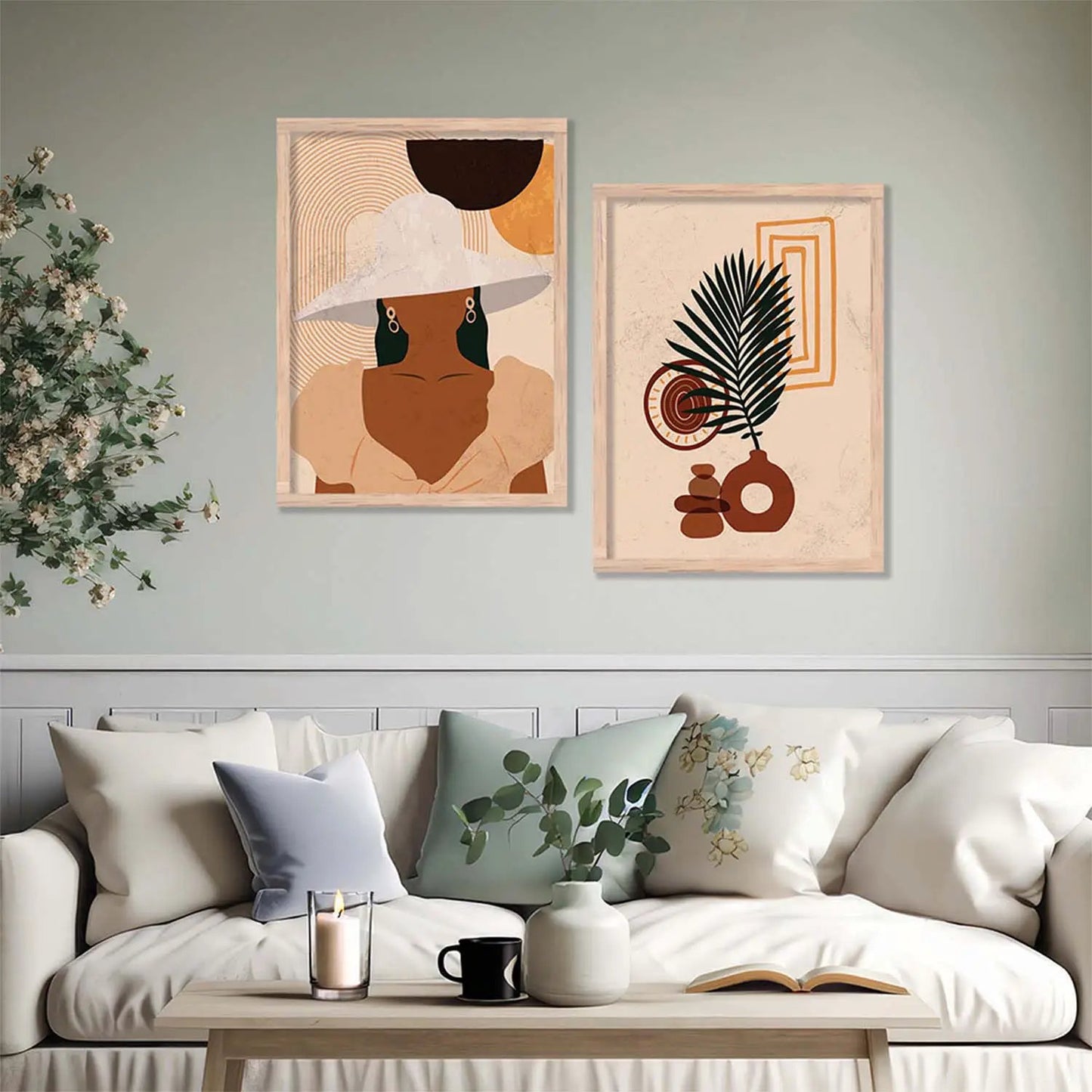 Boho Framed Wall Art Prints | Set of 2 | Home Decor