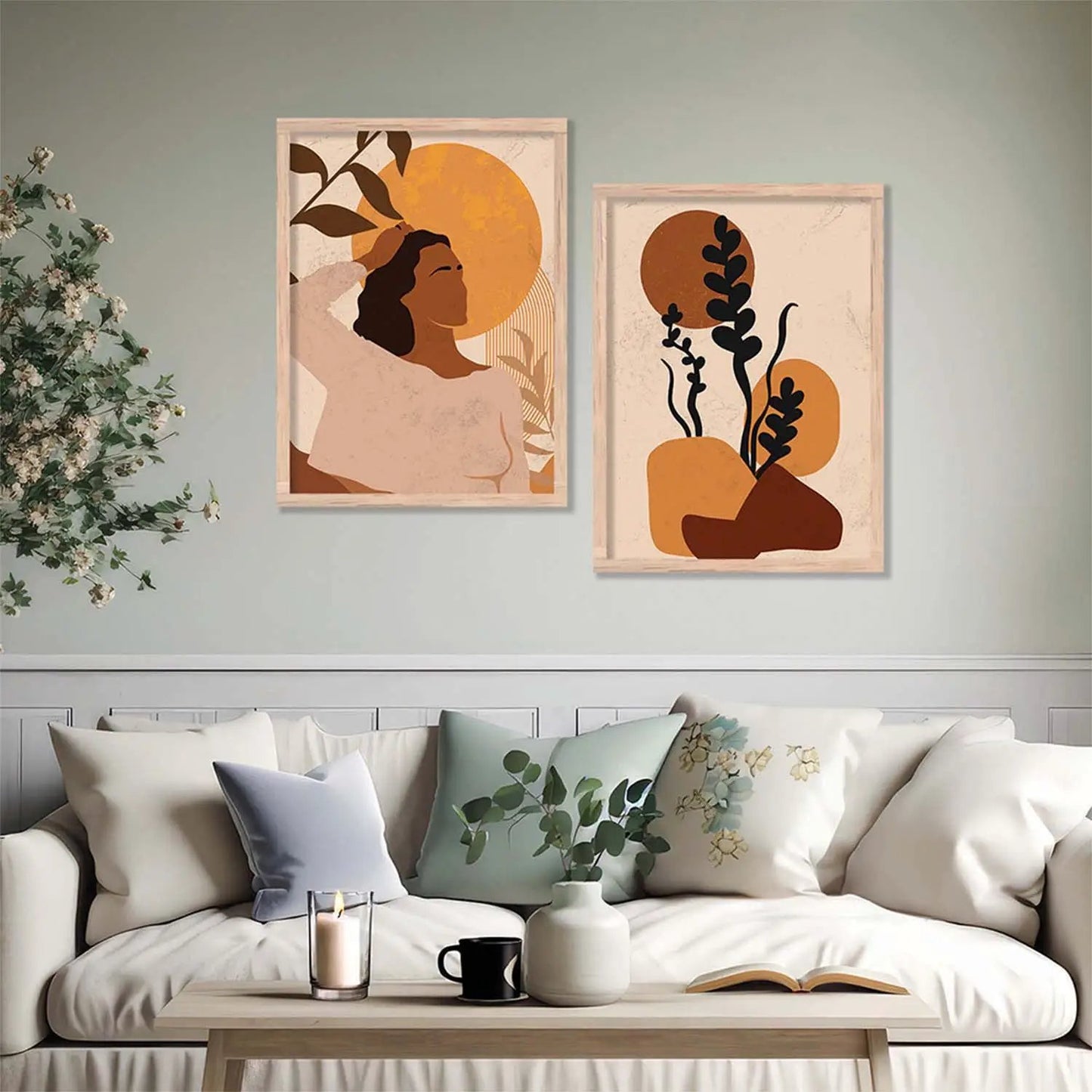 Boho Framed Wall Art Prints | Set of 2 | Home Decor