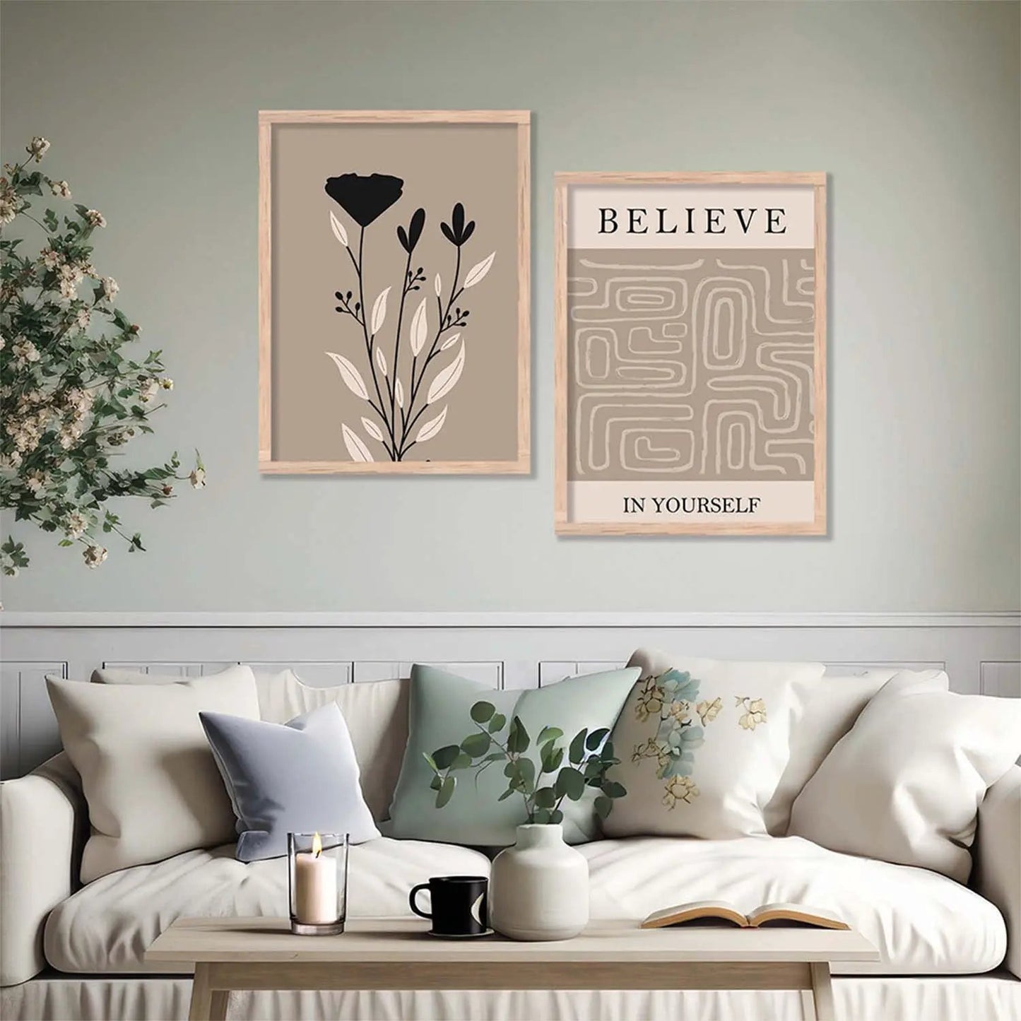 Boho Framed Wall Art Prints | Set of 2 | Home Decor