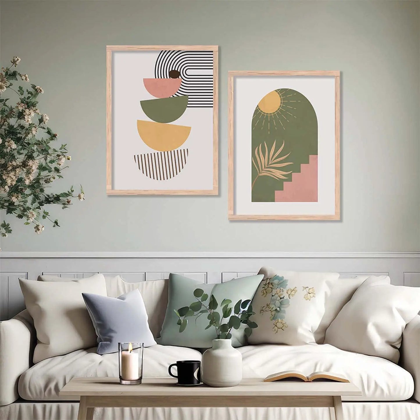 Boho Framed Wall Art Prints | Set of 2 | Home Decor