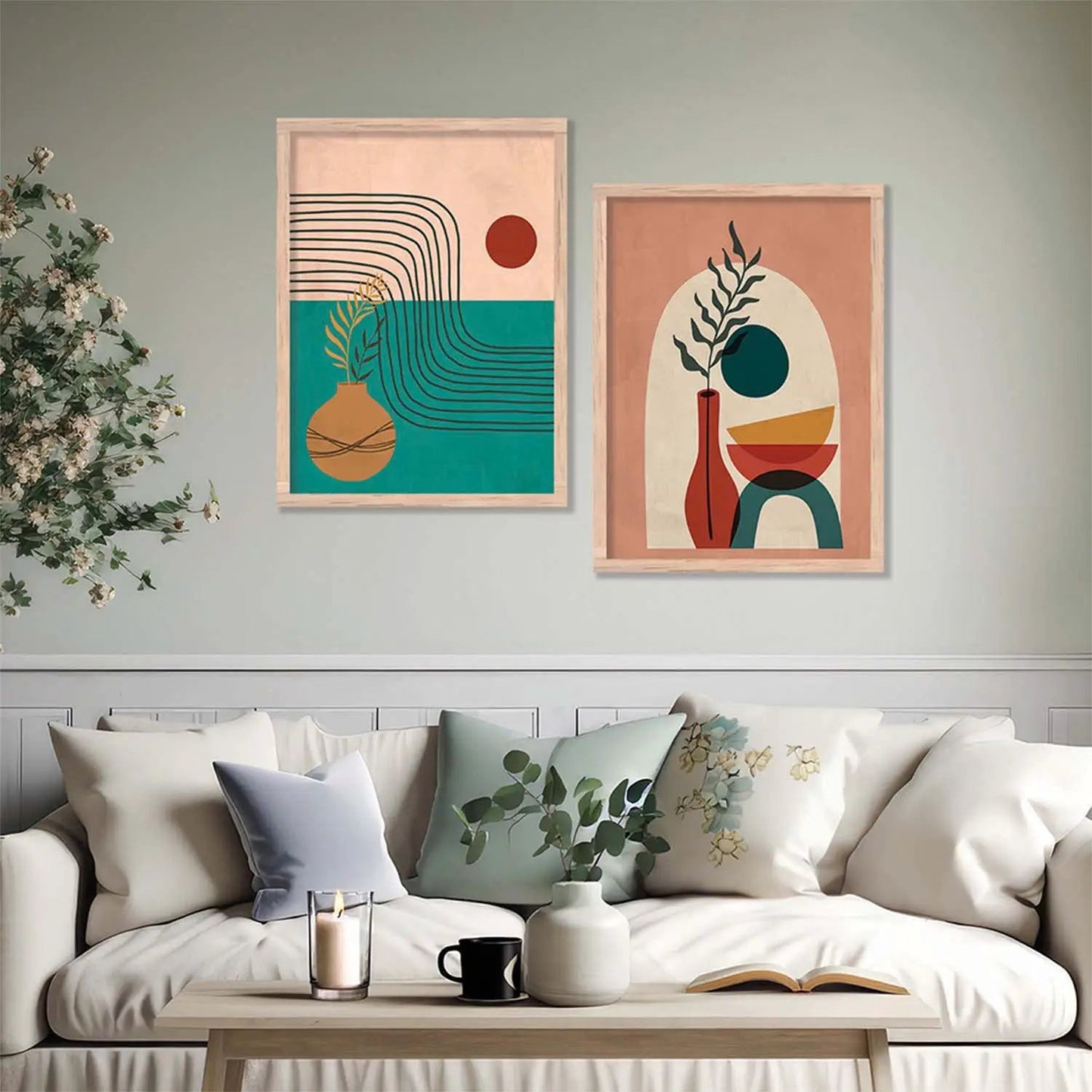 Boho Framed Wall Art Prints | Set of 2 | Home Decor