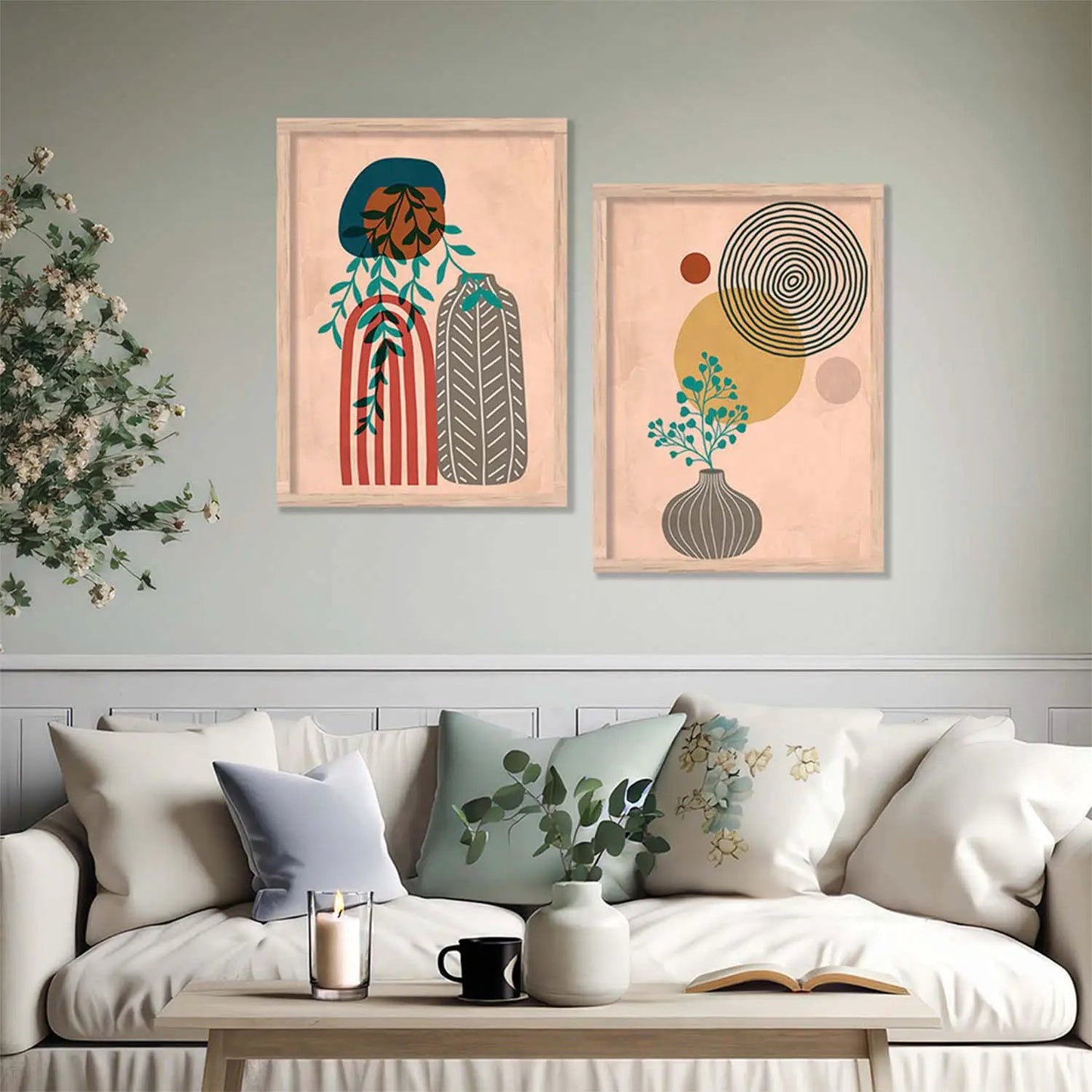 Boho Framed Wall Art Prints | Set of 2 | Home Decor