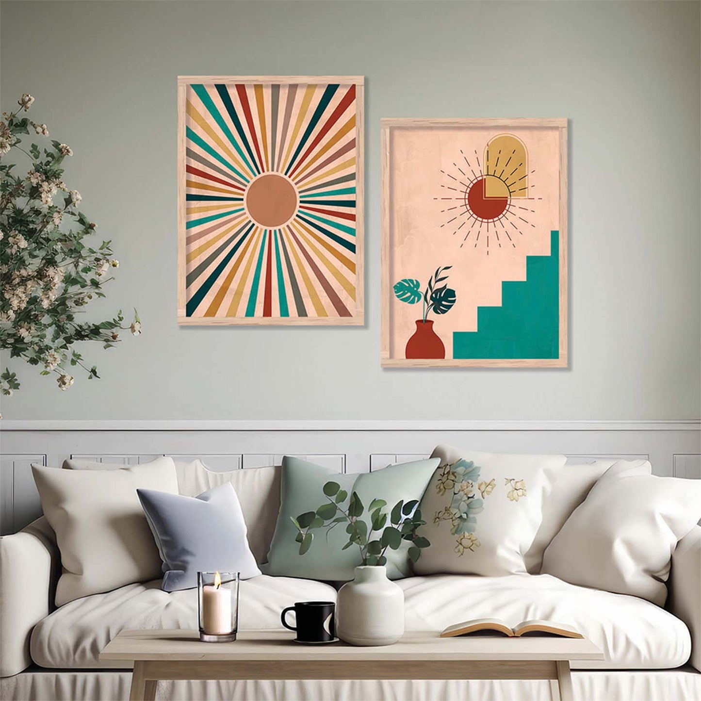 Boho Wall Art Home Decor, Poster With Frames