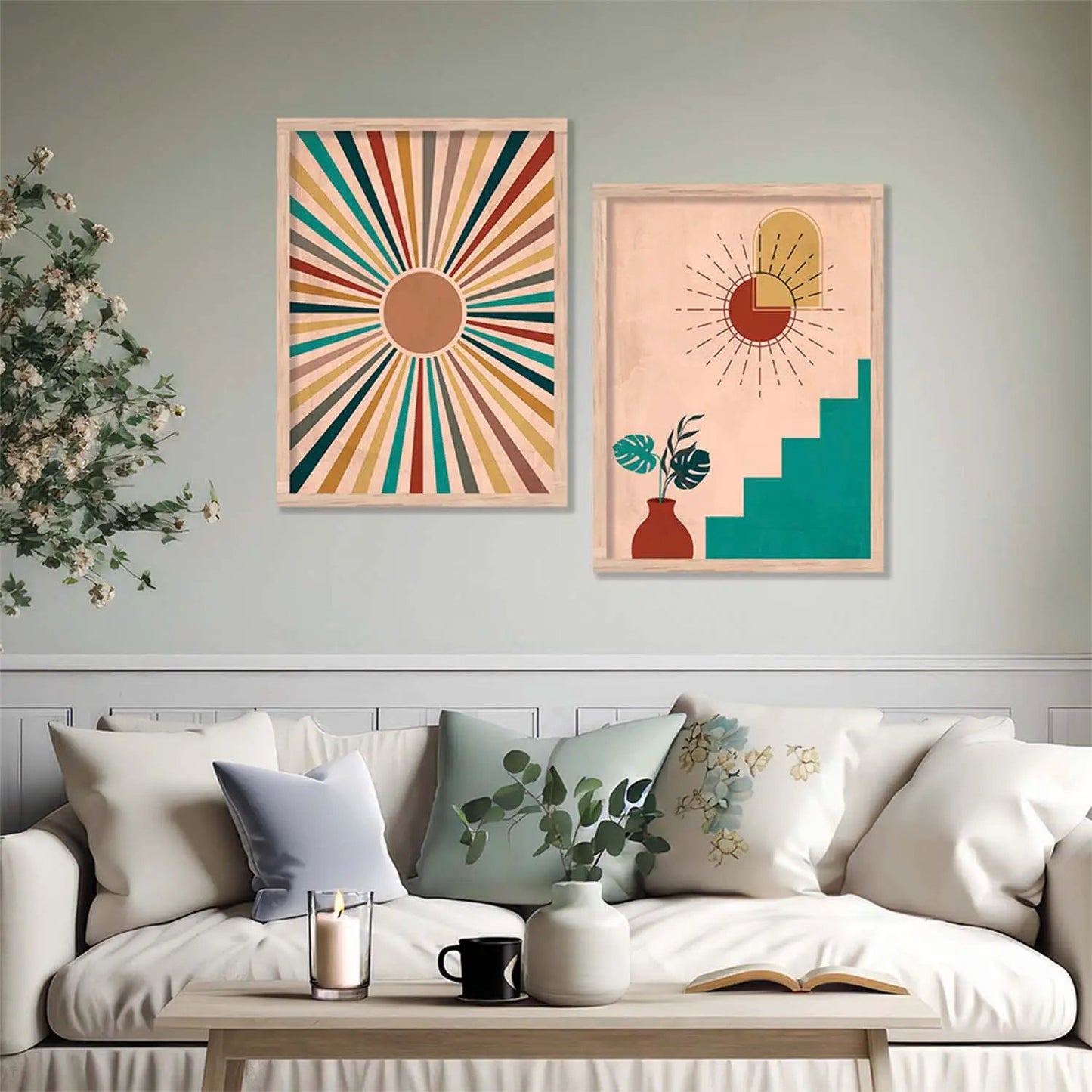 Boho Framed Wall Art Prints | Set of 2 | Home Decor