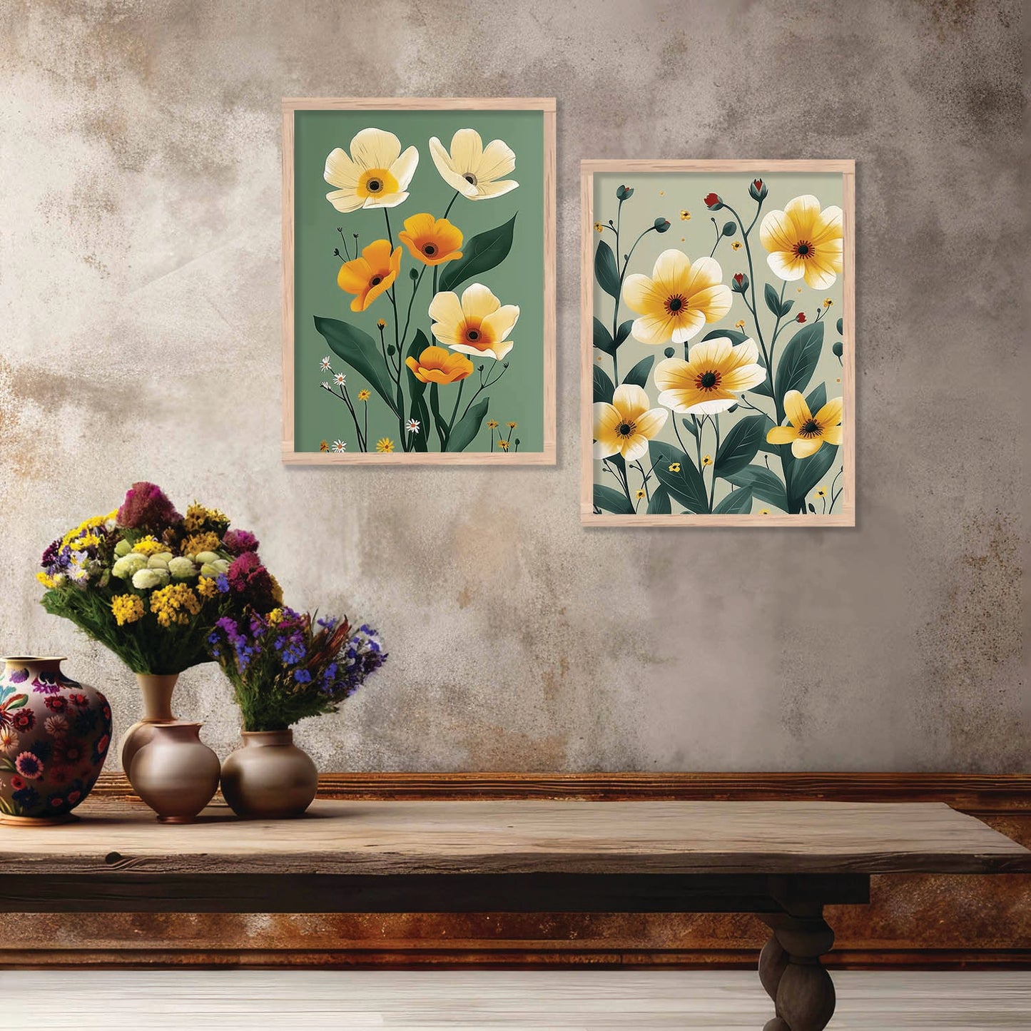 Floral Wall Print For Living Room Wall Decor