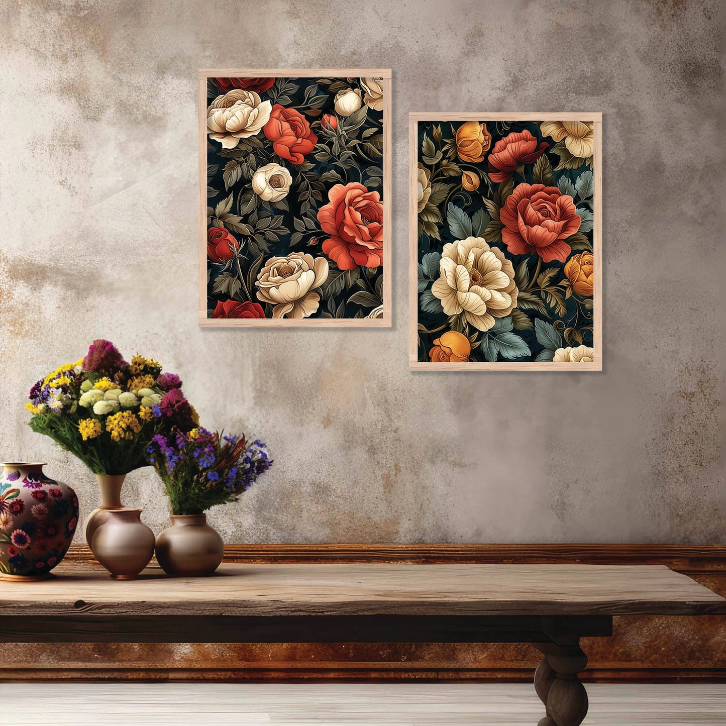 Floral Wall Print For Living Room Wall Decor