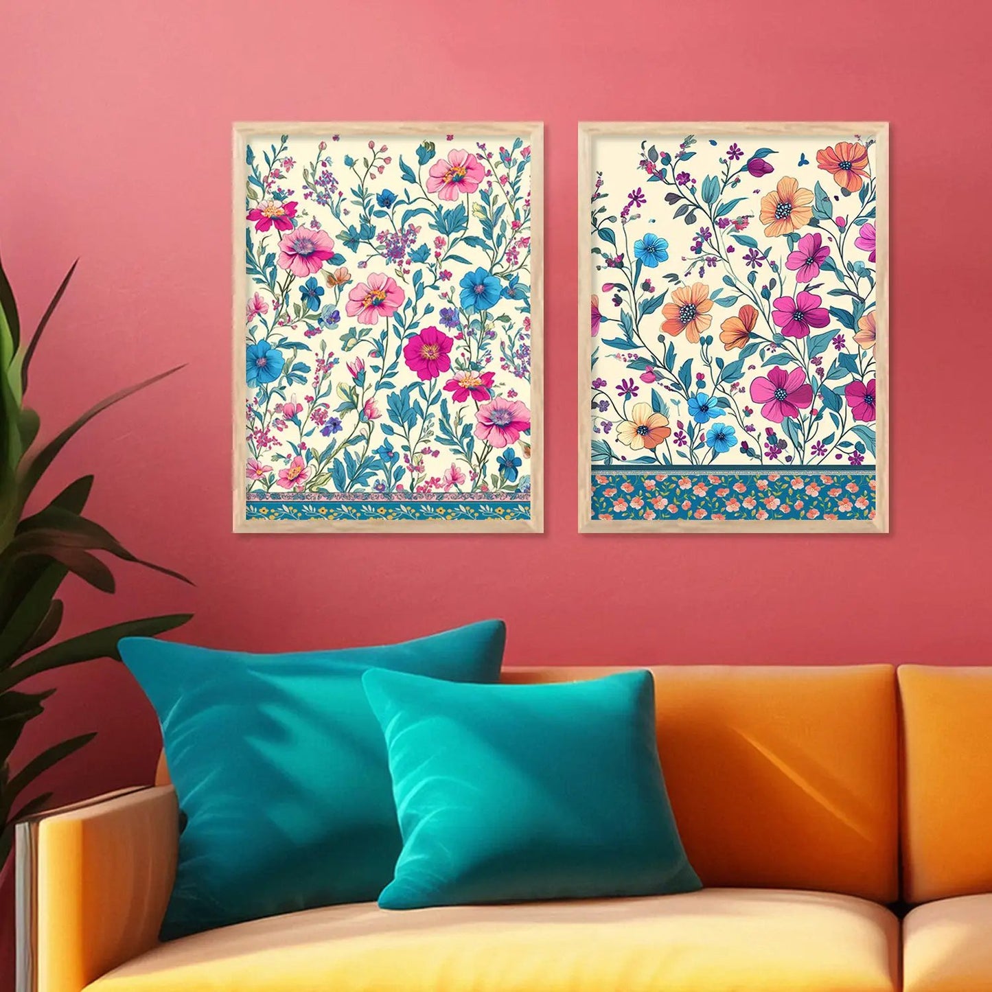Floral Wall Print For Living Room Wall Decor