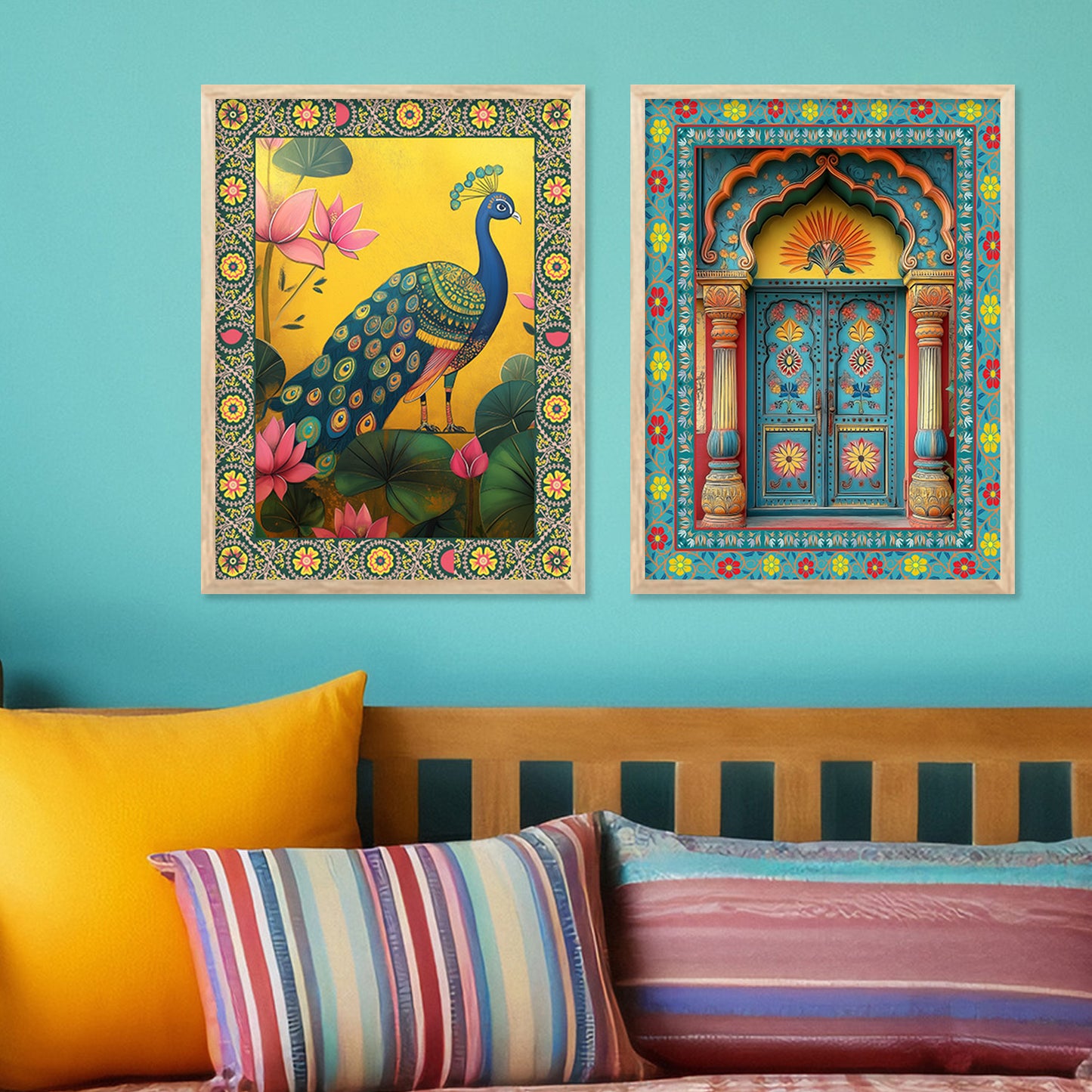 Madhubani Wall Print For Living Room Wall Decor