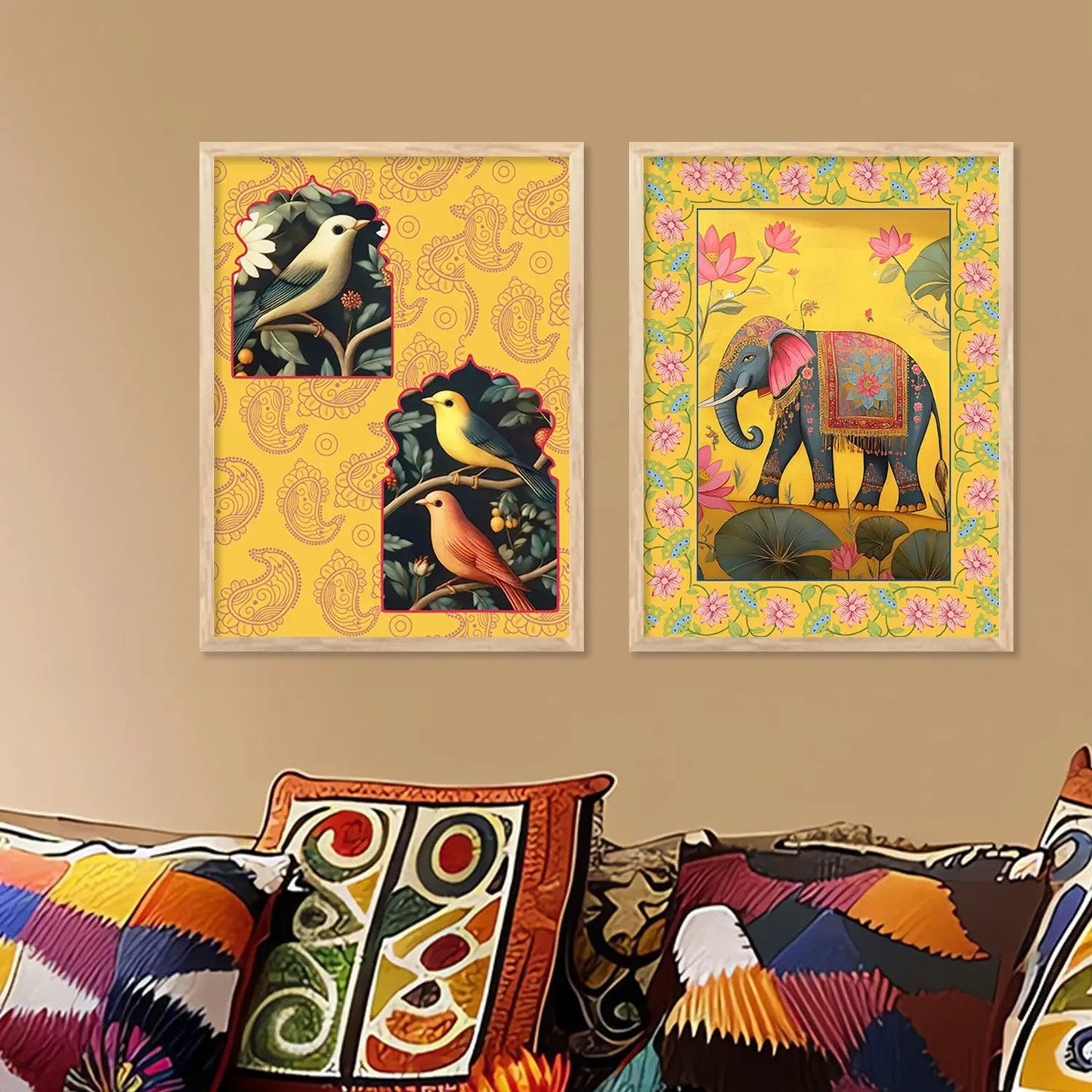 Madhubani Wall Print For Living Room Wall Decor