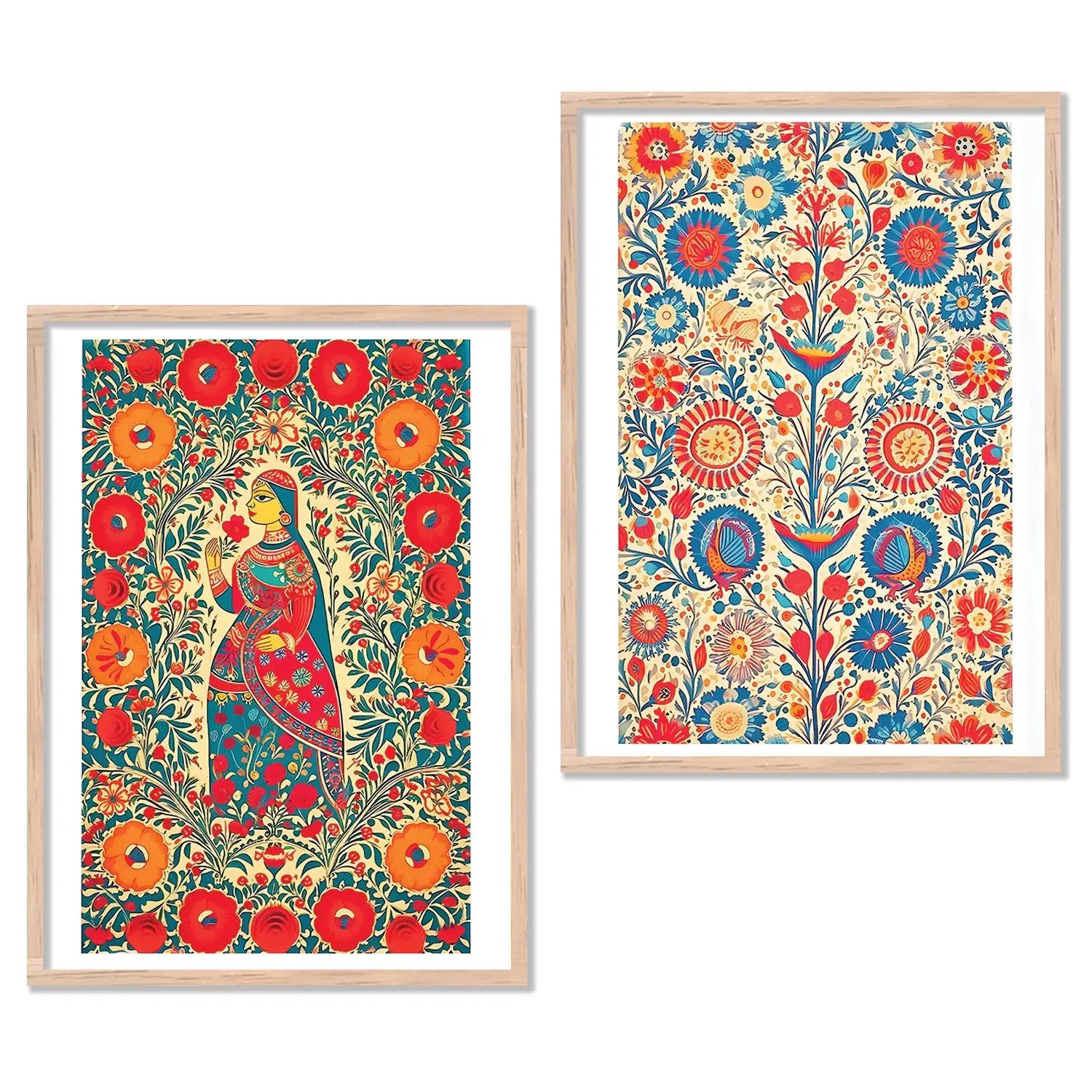Multicolor - Madhubani Handpainted Wall Decor Cards (Set of 10) 01 main image 1