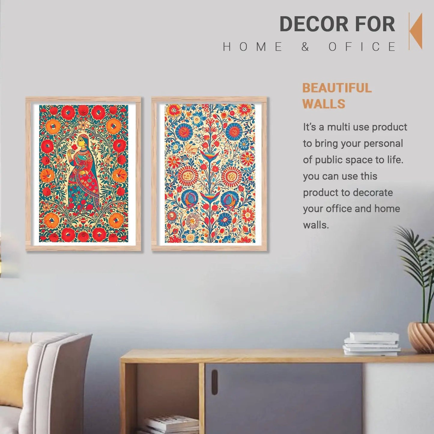 Madhubani Art Combo for Living Room Bedroom Home an Office Wall Decor