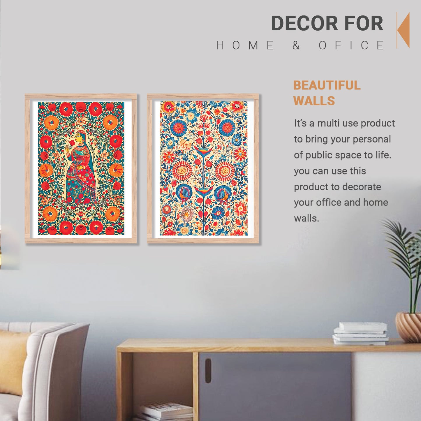 Madhubani Art Combo for Living Room Bedroom Home an Office Wall Decor