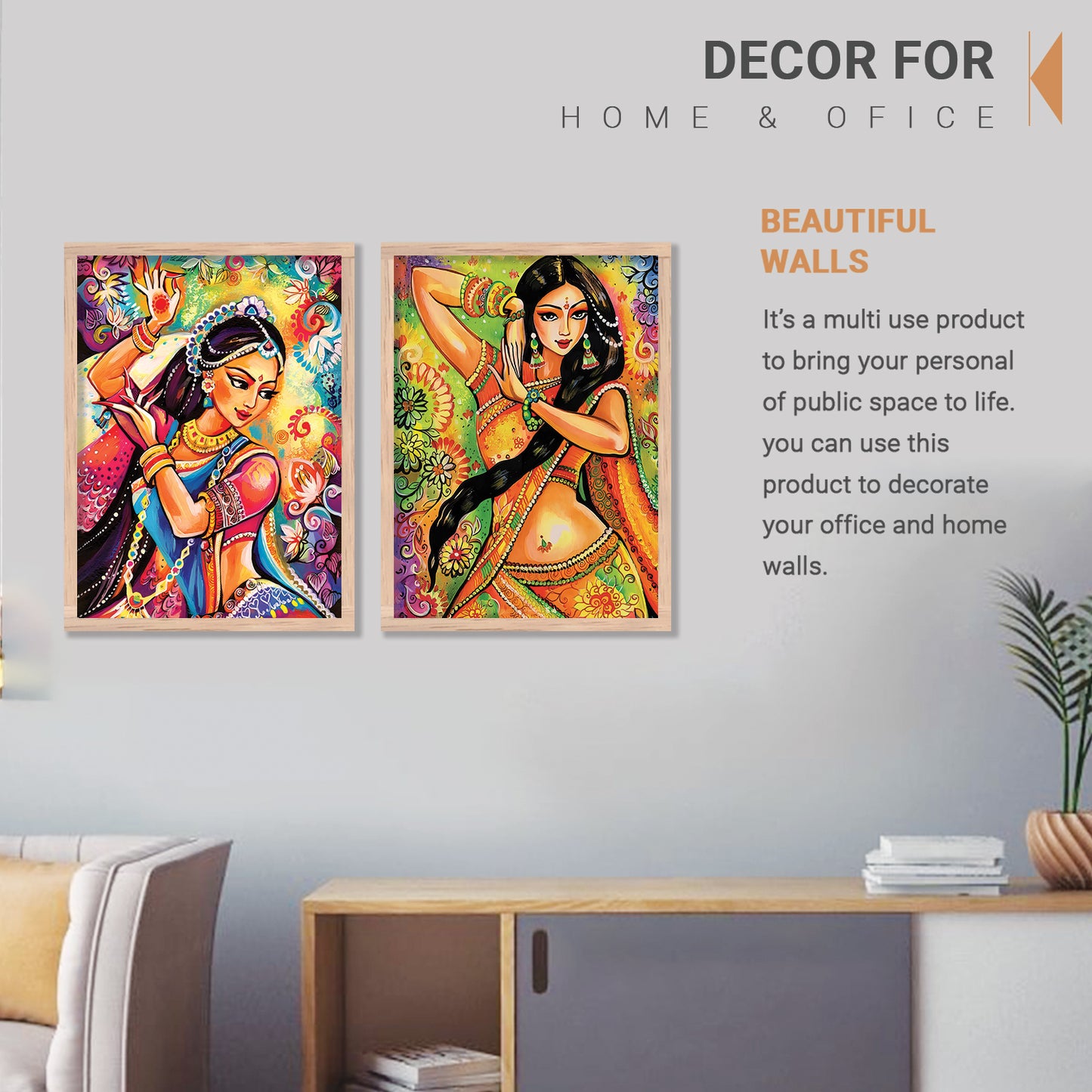 Vibrant Madhubani Art Combo for Living Room Bedroom Home an Office Wall Decor