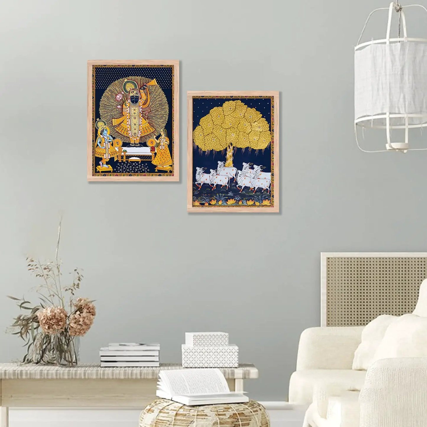 Shri Nath Ji Pichwai Art Combo for Living Room Bedroom Home an Office Wall Decor
