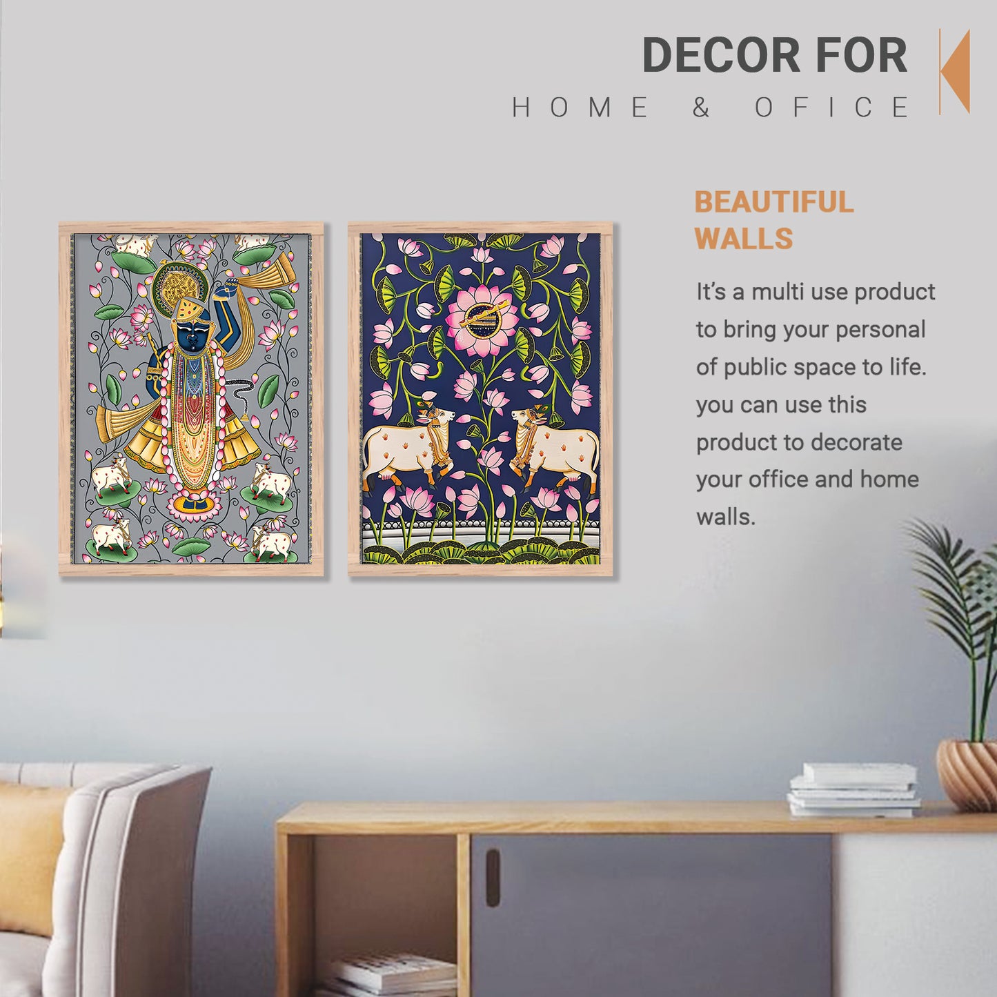 Shri Nath Ji Pichwai Art Combo for Living Room Bedroom Home an Office Wall Decor