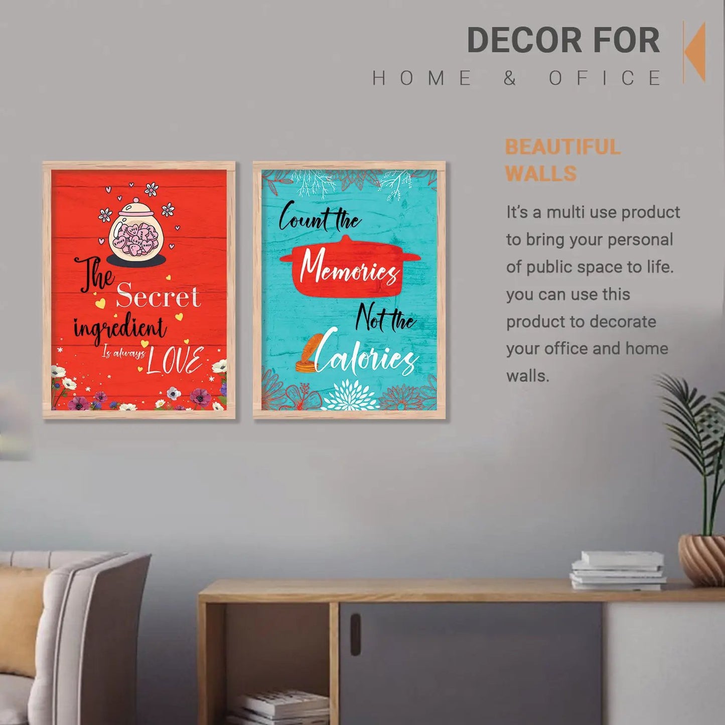 Kitchen Quotes Framed Art for Kitchen Restaurant Cafe Wall Decor
