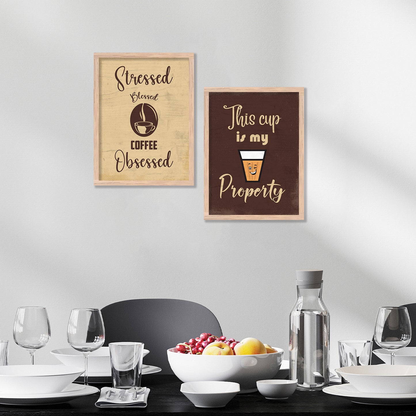 Tea Coffee Quotes Framed Art for Kitchen Restaurant Cafe Wall Decor