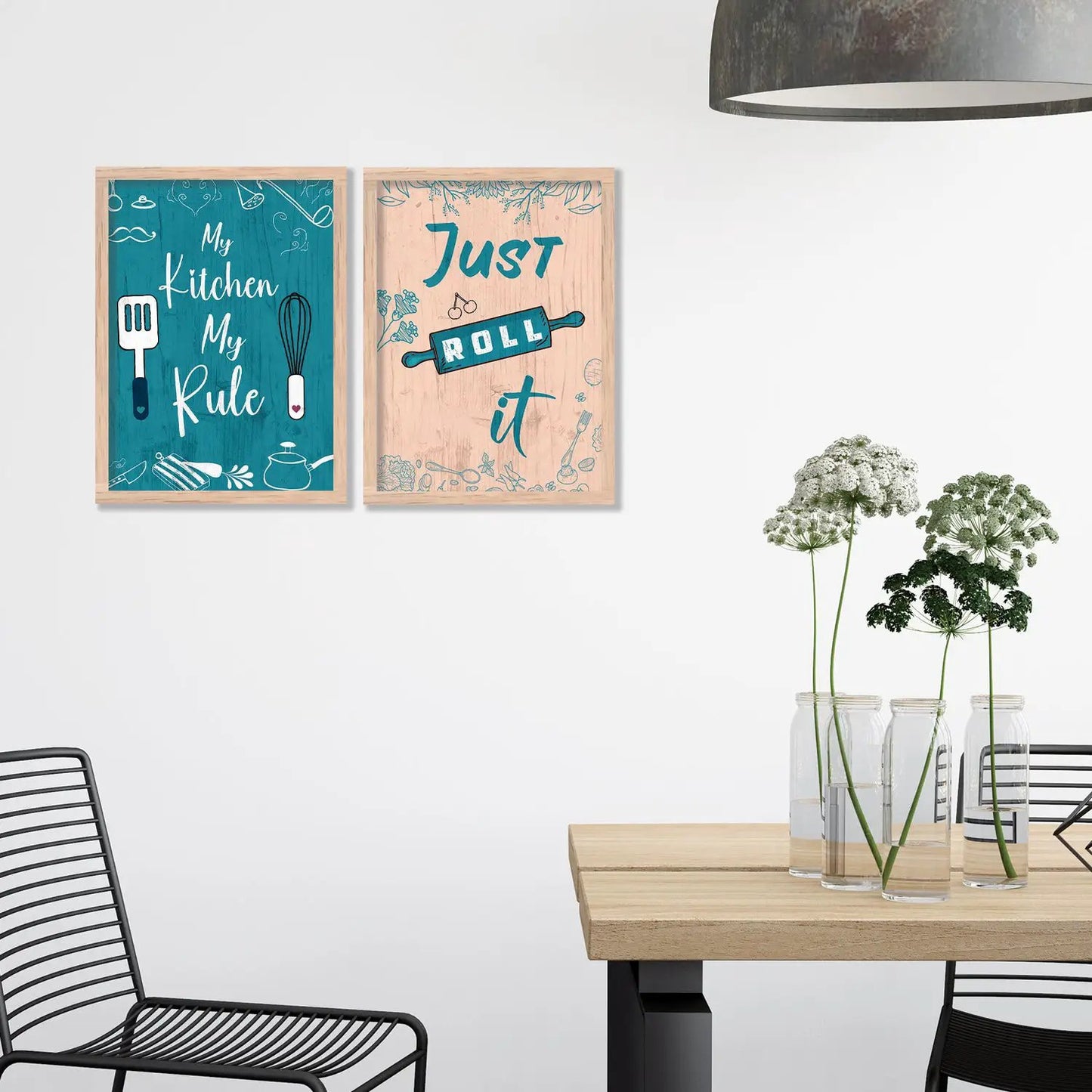 Kitchen Quotes Framed Art for Kitchen Restaurant Cafe Wall Decor