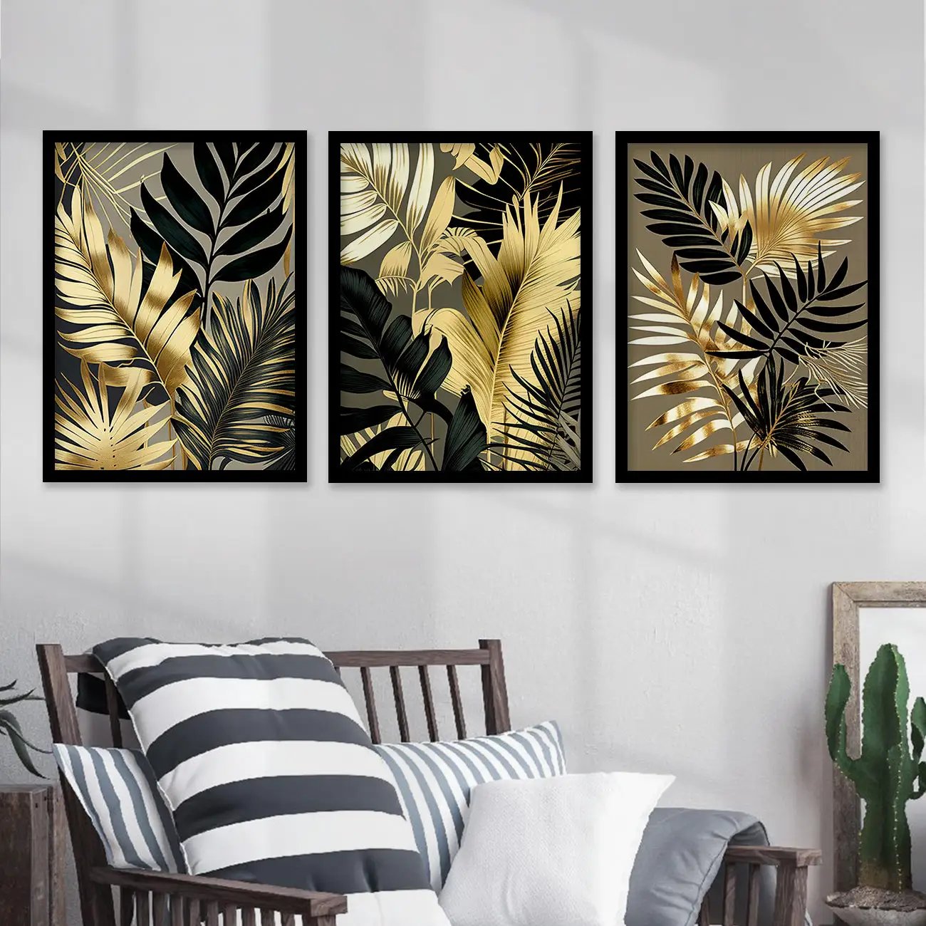 Framed Botanical Elegance - Leaf Printed Paintings for Living Room Bedroom Home and Office Wall Decor-Kotart