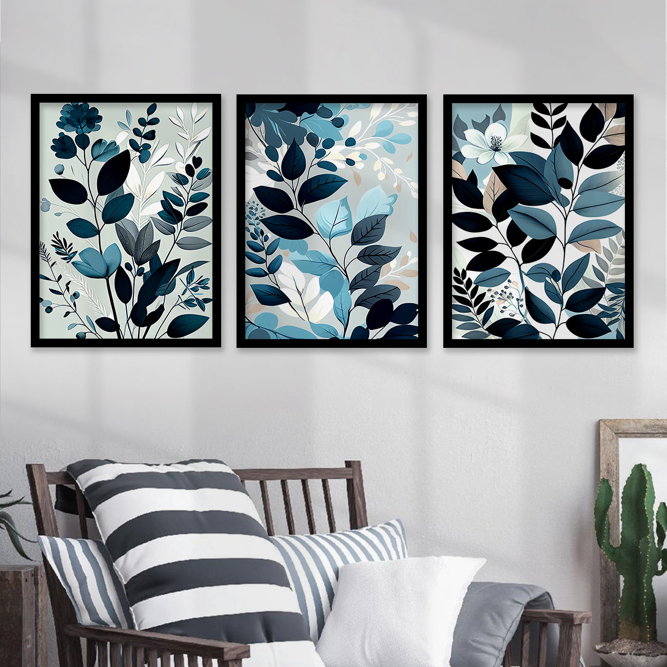 Framed Botanical Elegance - Leaf Printed Paintings for Living Room Bedroom Home and Office Wall Decor-Kotart
