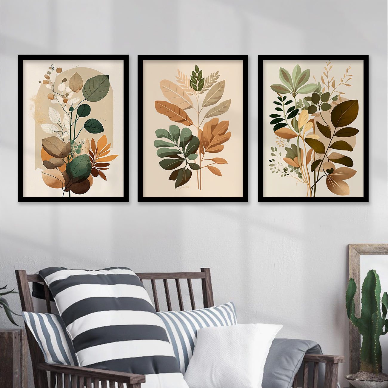 Framed Botanical Elegance - Leaf Paintings for Living Room Bedroom Home and Office Wall Decor-Kotart