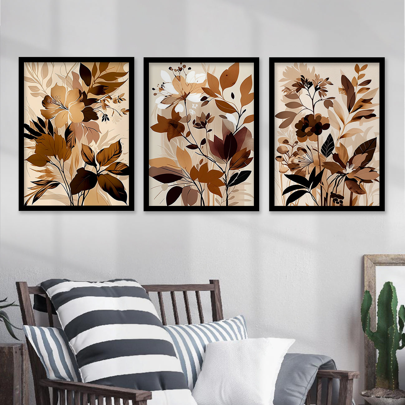 Framed Botanical Elegance - Leaf Paintings for Living Room Bedroom Home and Office Wall Decor-Kotart