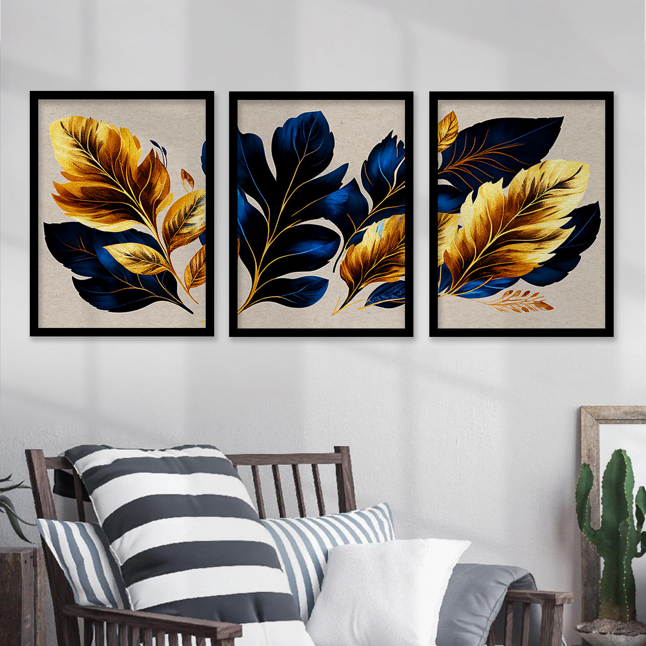 Nature Inspired Art Paintings for Living Room Bedroom - Leaf Painting Combo for Home and Office Wall Decor-Kotart