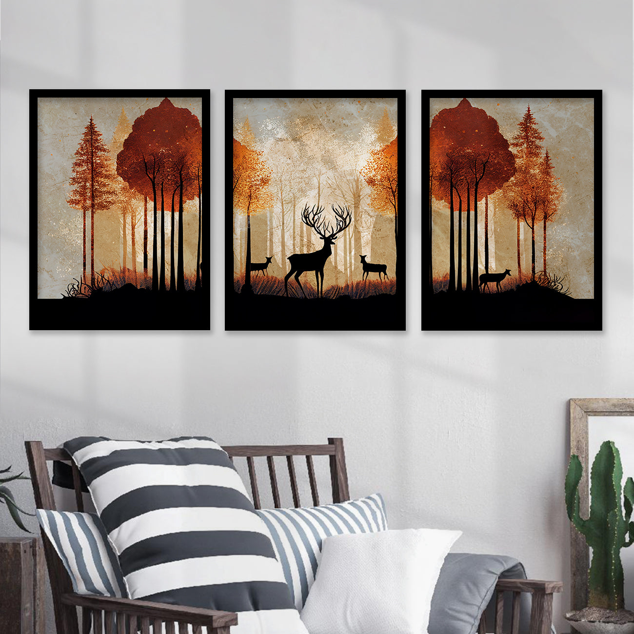 Modern Art Paintings for Living Room Bedroom - Deer Painting Combo for Home and Office Wall Decor-Kotart