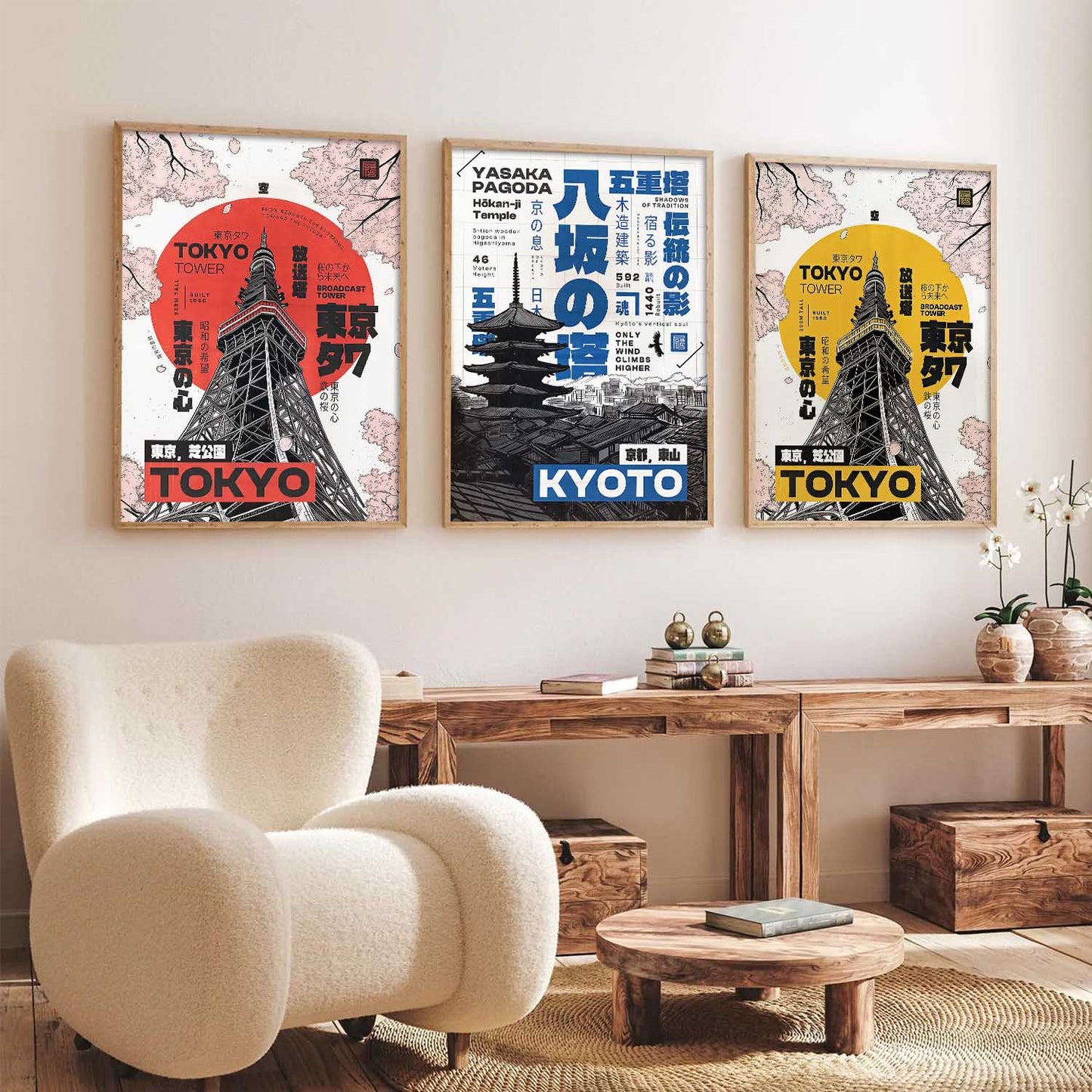 Japanese Cities Wall Art Paintings for Living Room Bedroom