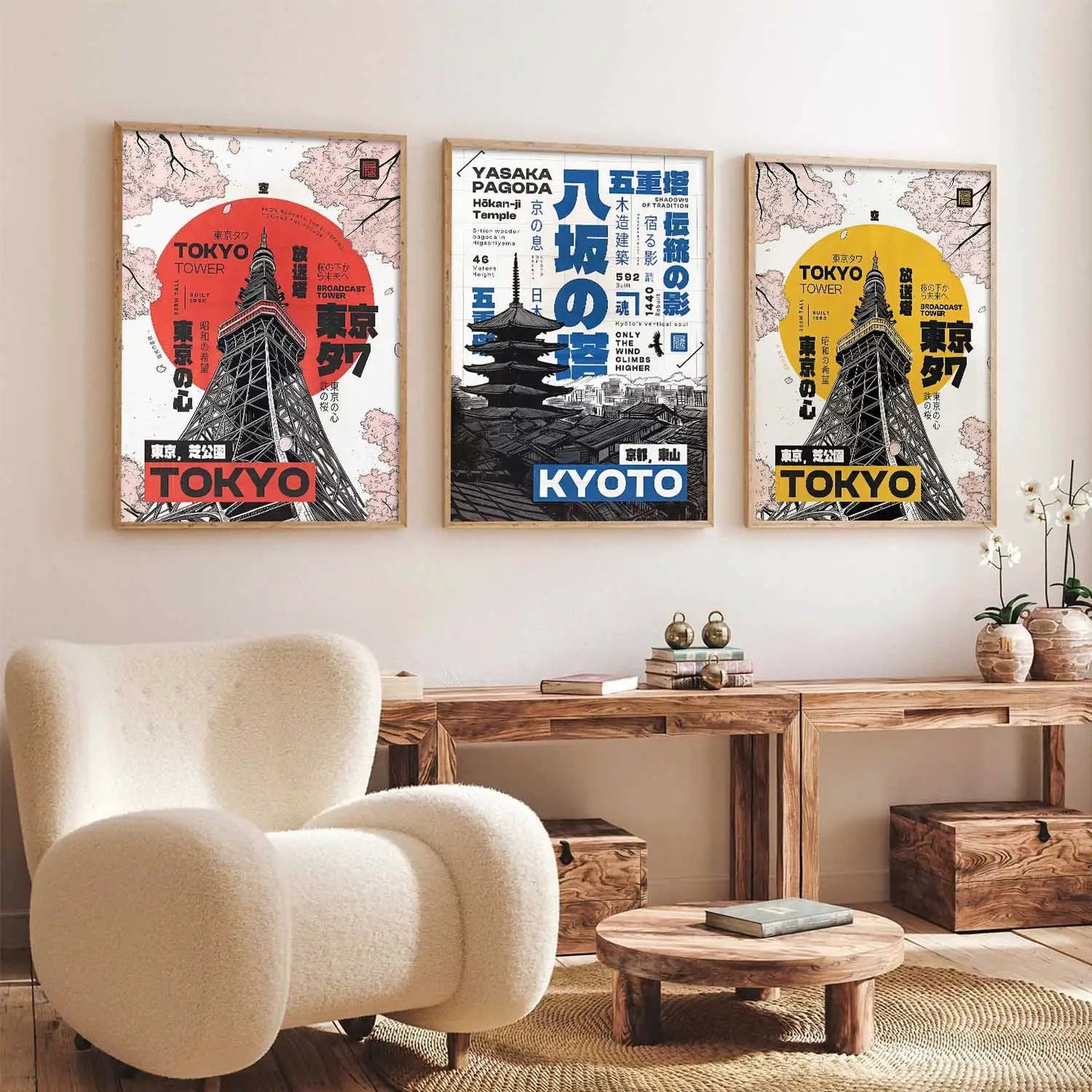 Japanese Cities Wall Art Paintings for Living Room Bedroom