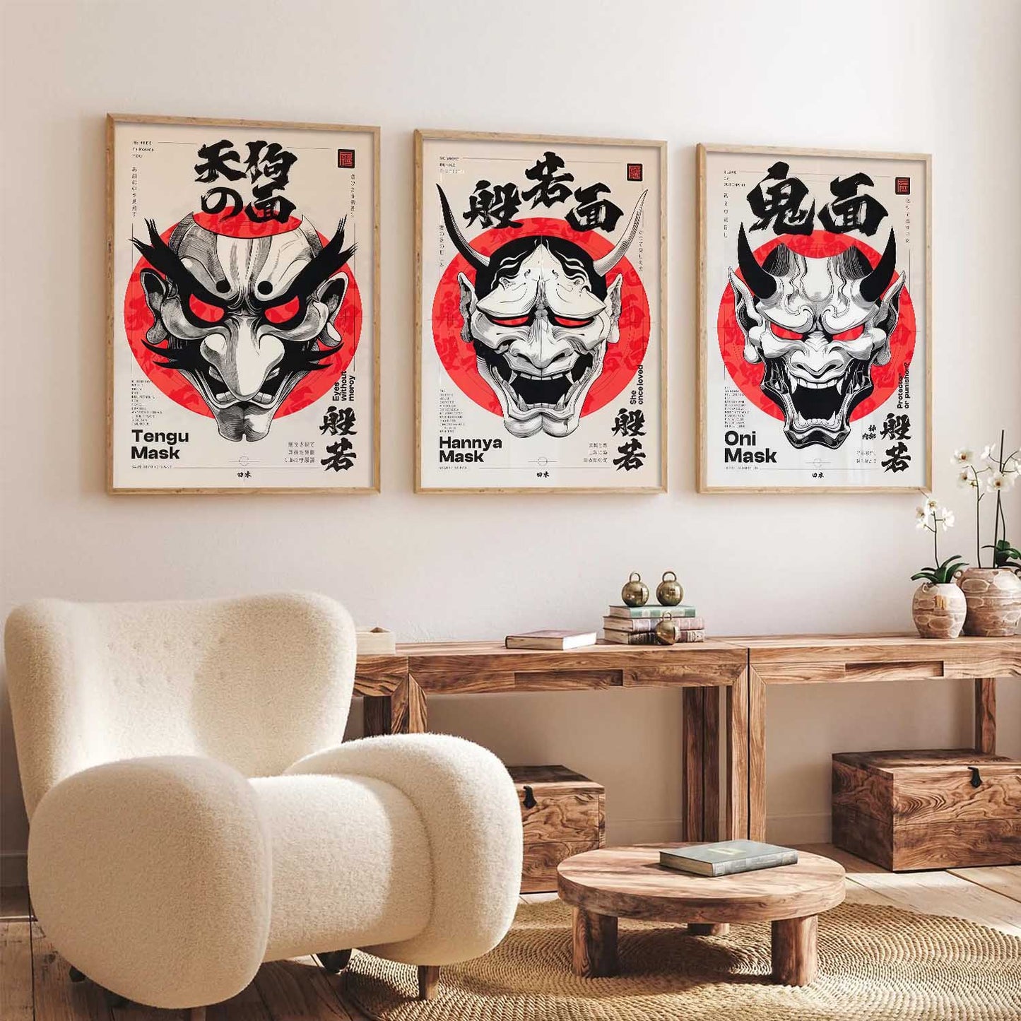 Japanese Devil Masks Wall Art Paintings for Living Room Bedroom