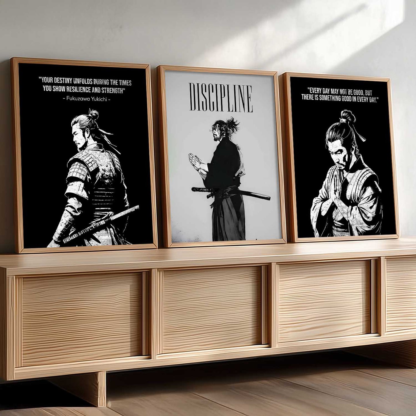Japanese Samurai Motivational Wall Art Paintings for Living Room Bedroom