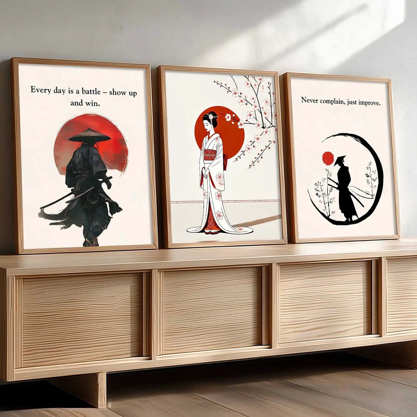 Japanese Samurai Motivational Wall Art Paintings for Living Room Bedroom