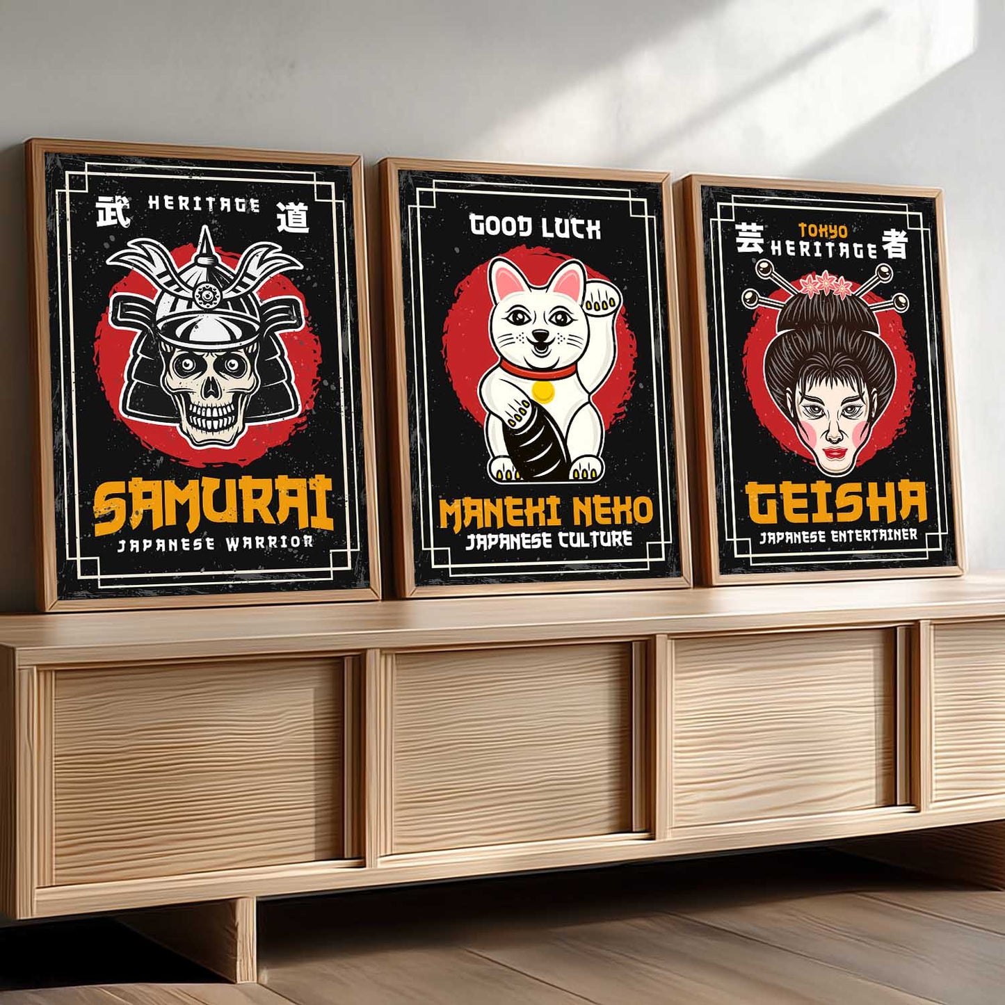 Japanese Samurai Motivational Wall Art Paintings for Living Room Bedroom