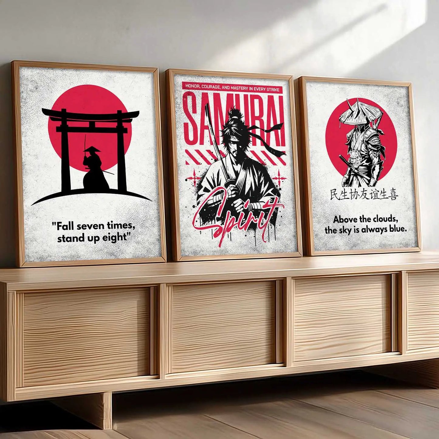 Japanese Samurai Motivational Wall Art Paintings for Living Room Bedroom