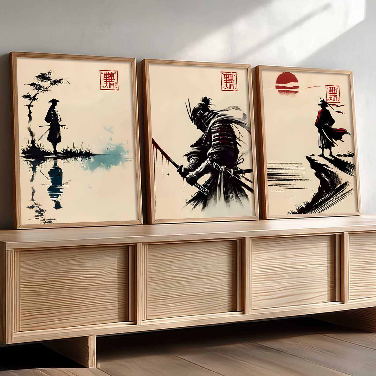 Japanese Samurai Wall Art Paintings for Living Room Bedroom