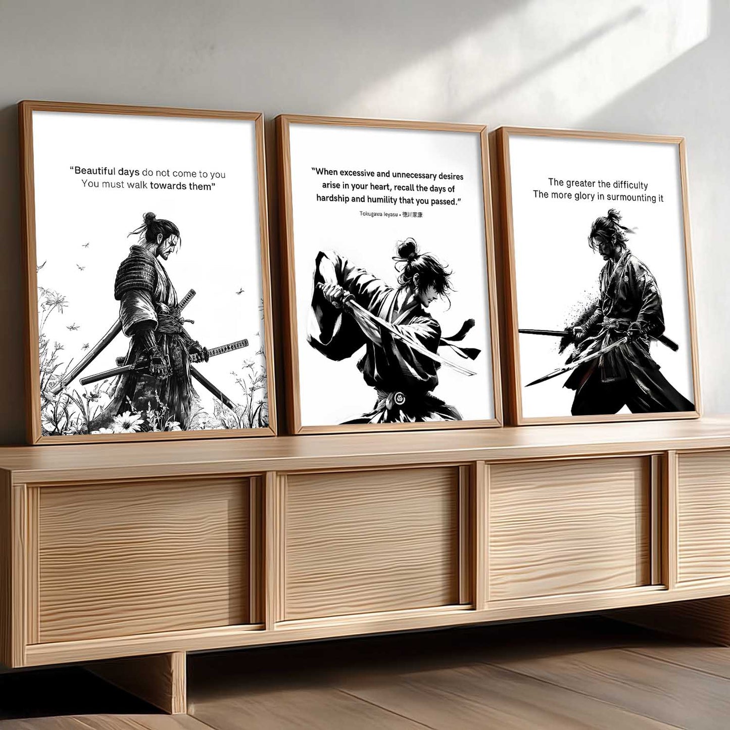 Japanese Samurai Motivational Wall Art Paintings for Living Room Bedroom