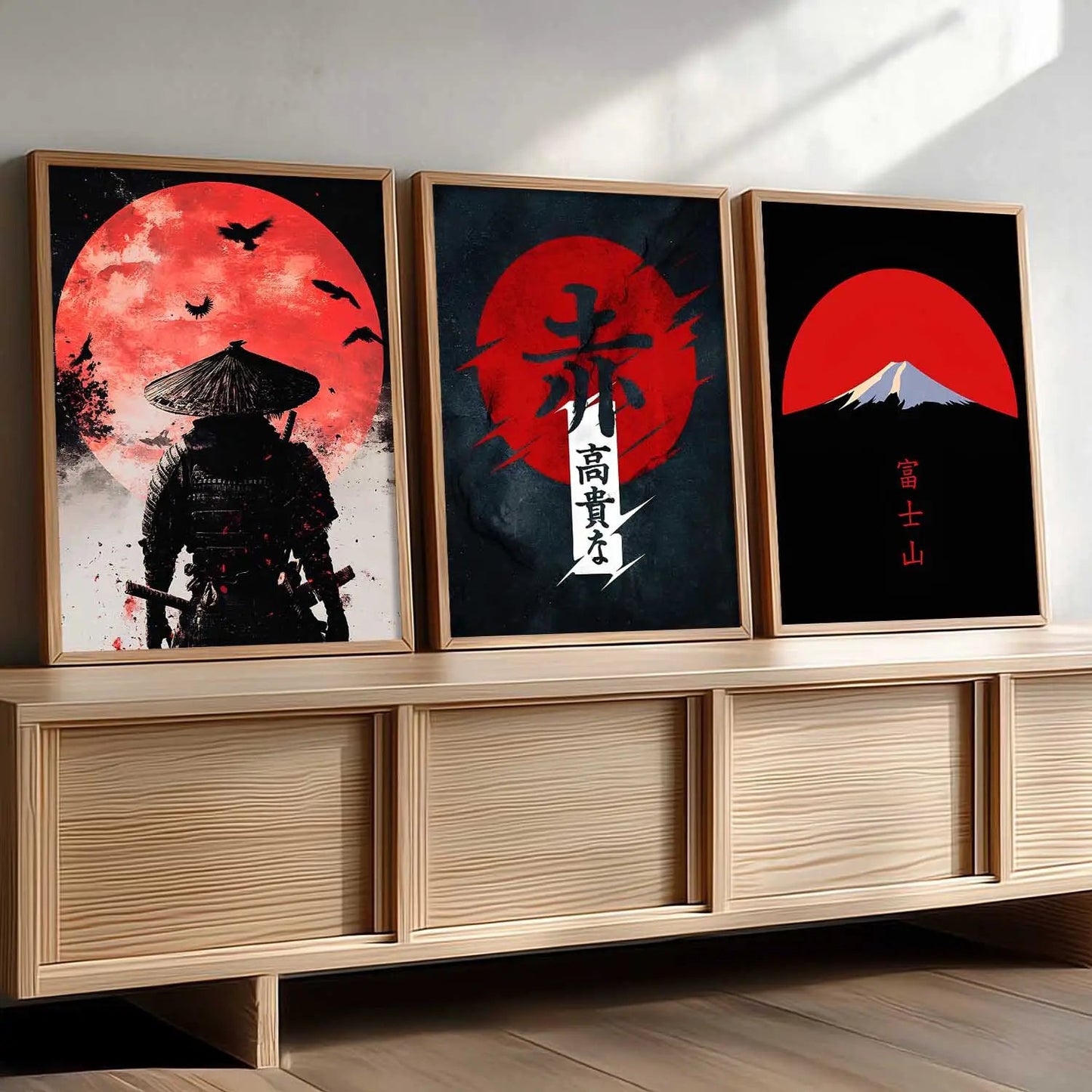 Japanese Samurai Motivational Wall Art Paintings for Living Room Bedroom
