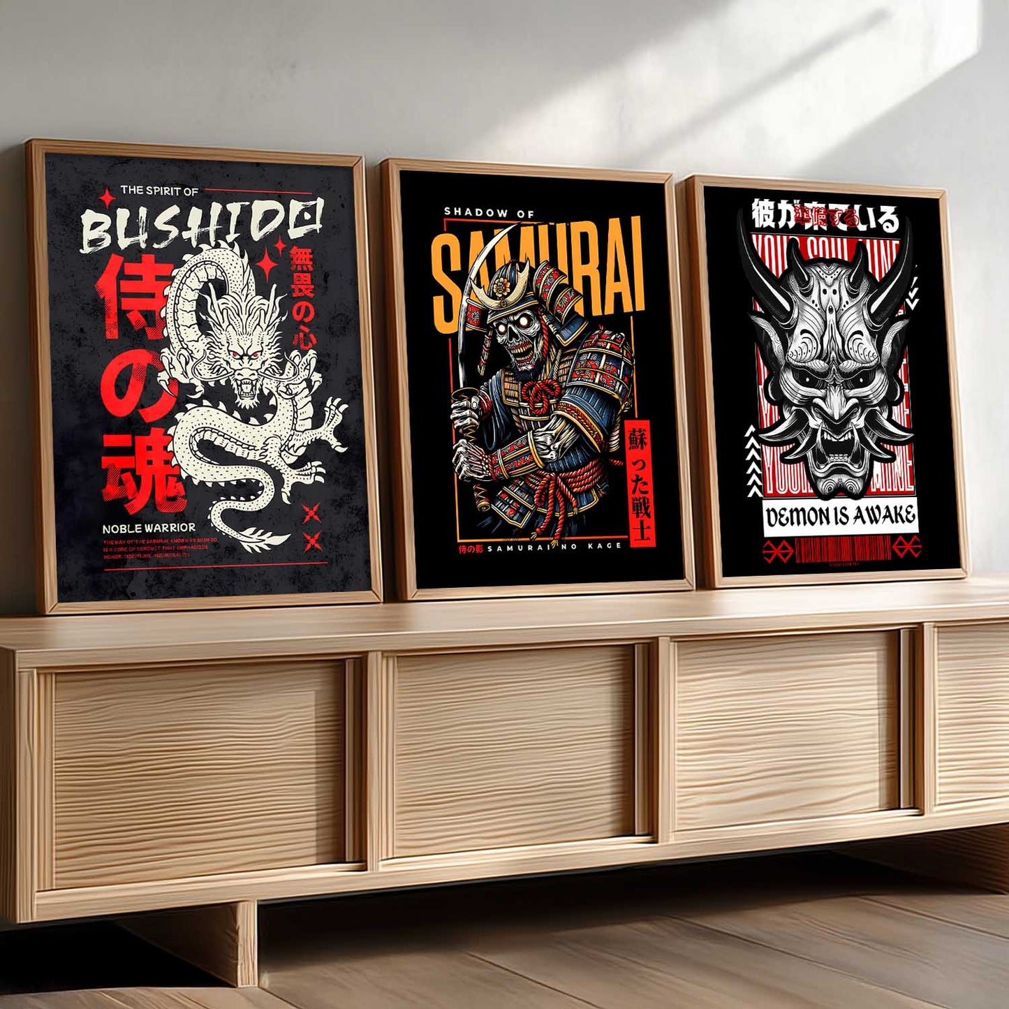 Japanese Devil Masks Wall Art Paintings for Living Room Bedroom