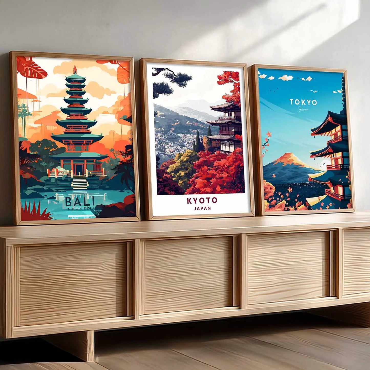 Japanese City View Wall Art Paintings for Living Room Bedroom