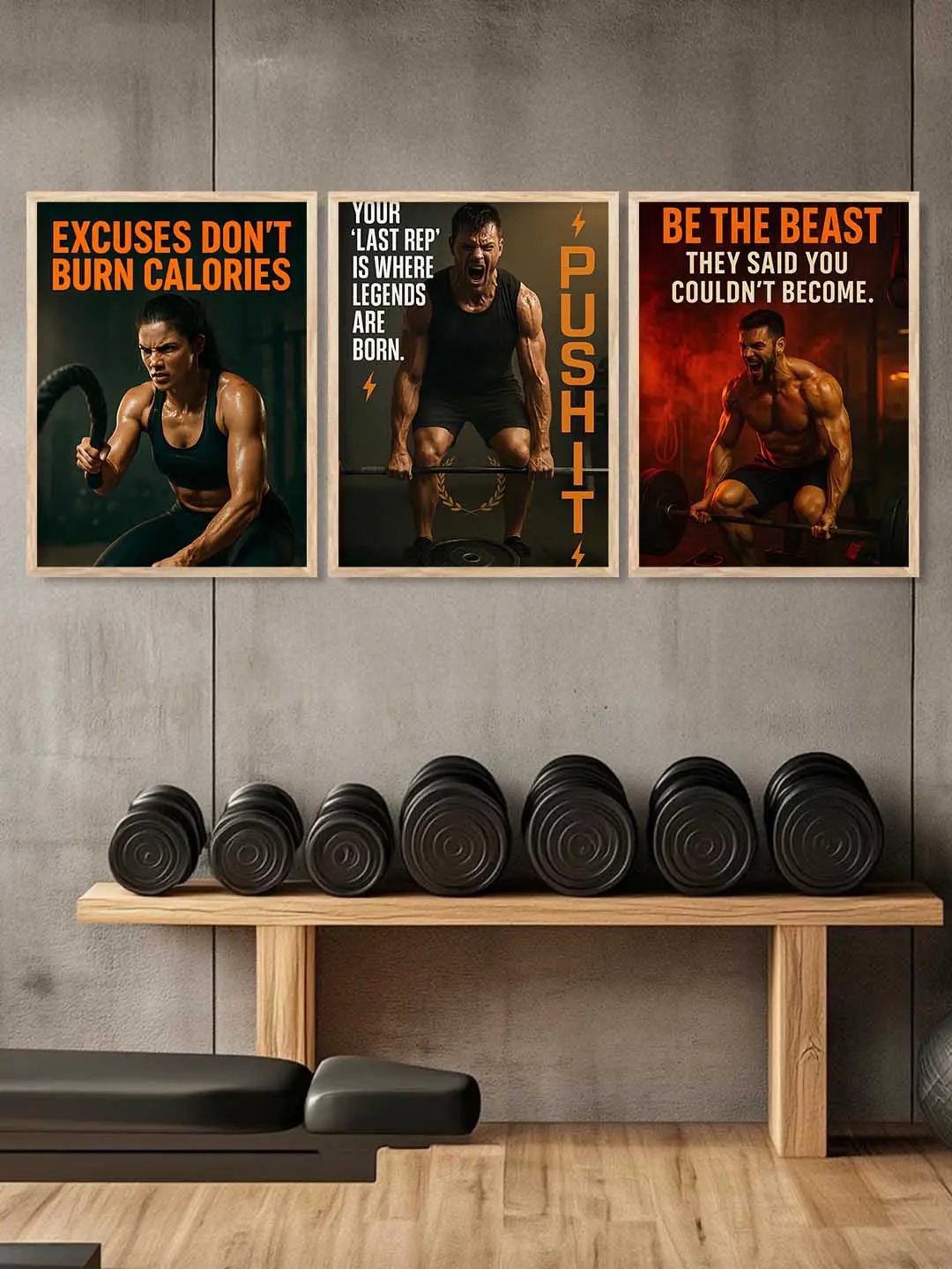 Bodybuilding Workout Motivational Gym Wall Art Paintings for Living Room Bedroom