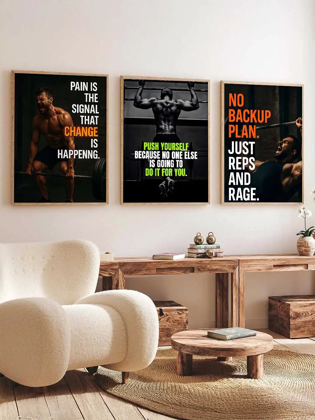 Fitness Workout Inspirational Gym Wall Art Paintings for Living Room Bedroom