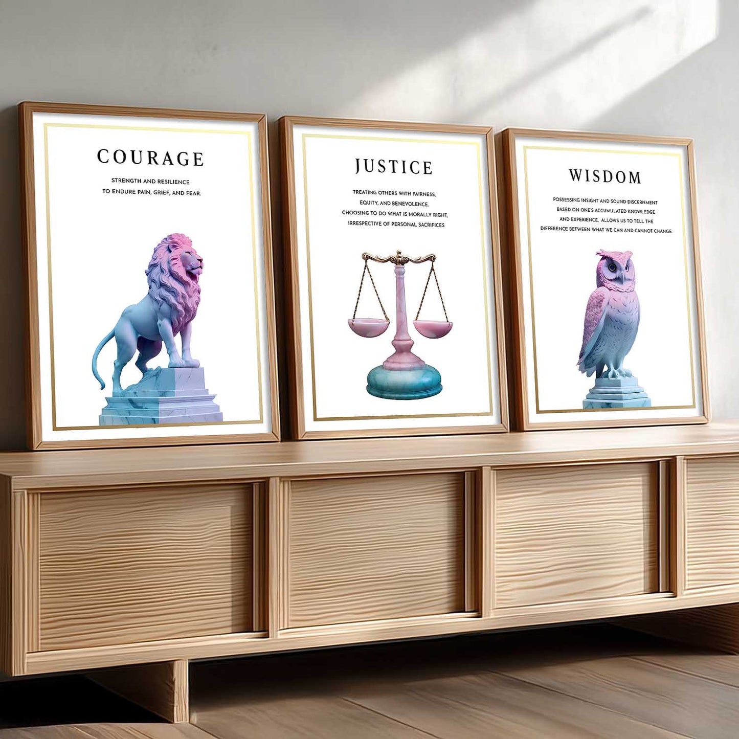 Cardinal Virtues Motivational Wall Art Paintings for Living Room Bedroom