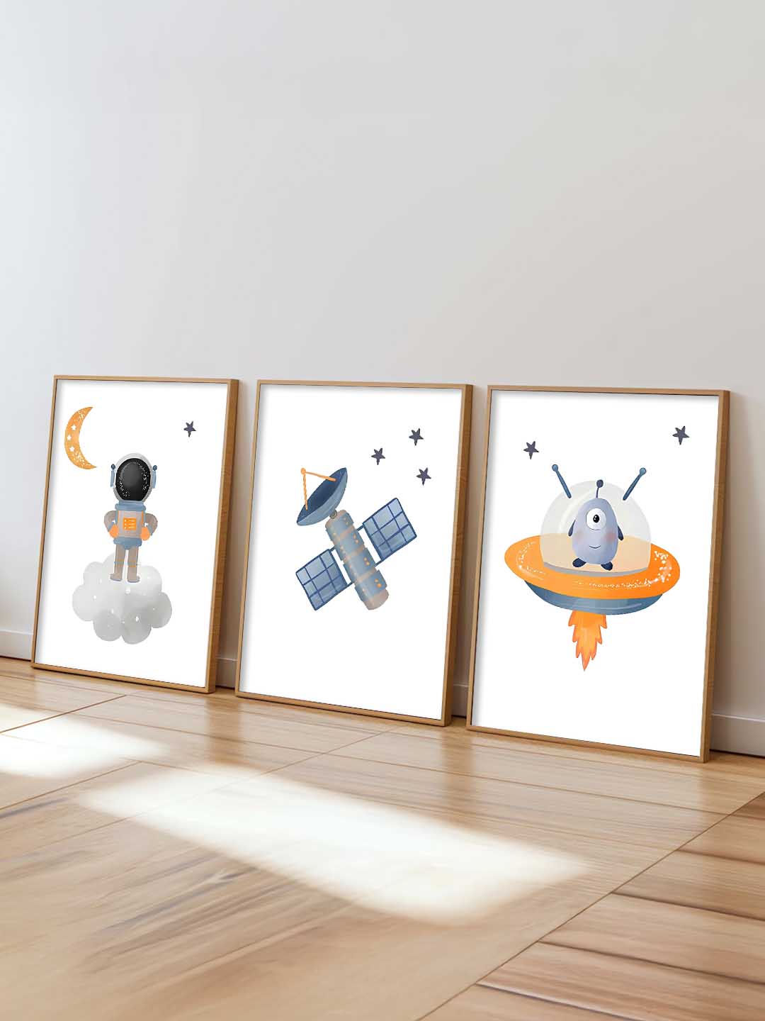 Retro Space Astronaut Satellite Rocket Wall Art Paintings for Living Room Bedroom