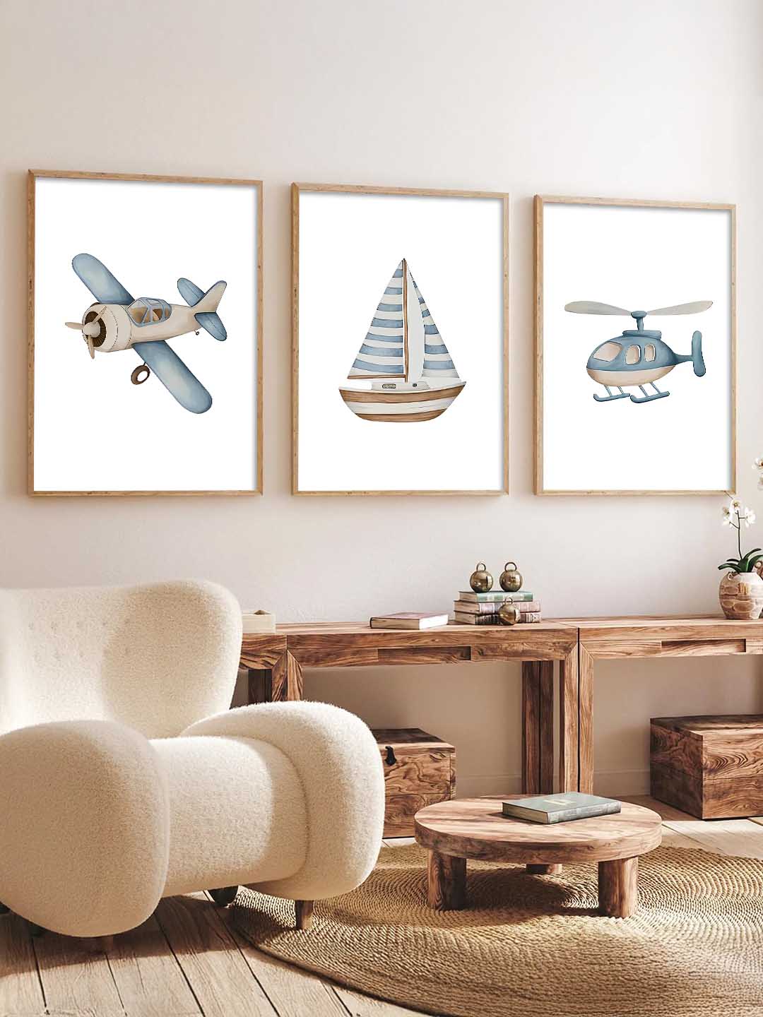 Airplane Boat Helicopter Wall Art Paintings for Living Room Bedroom